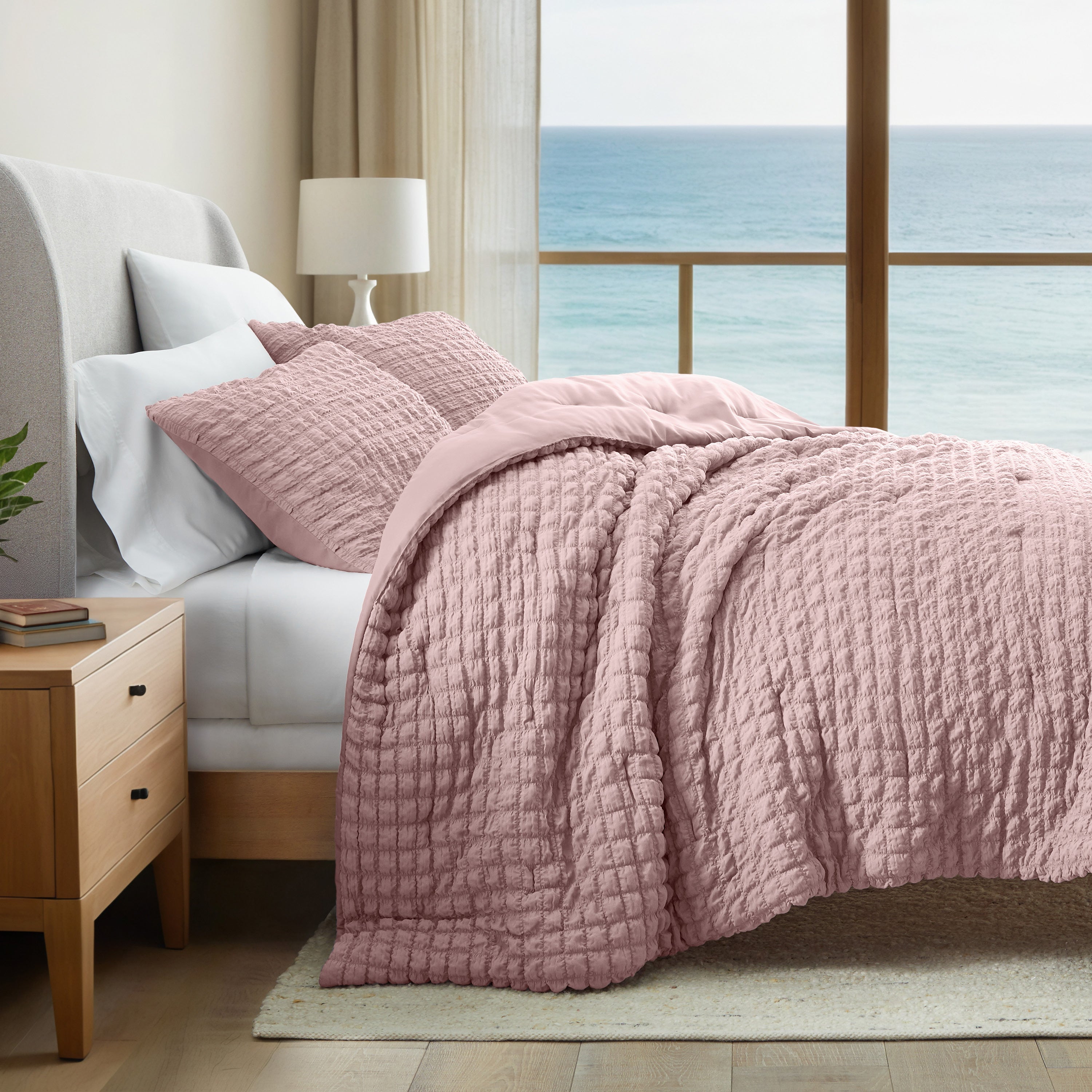 Seersucker Box Textured Down-Alternative Comforter Set