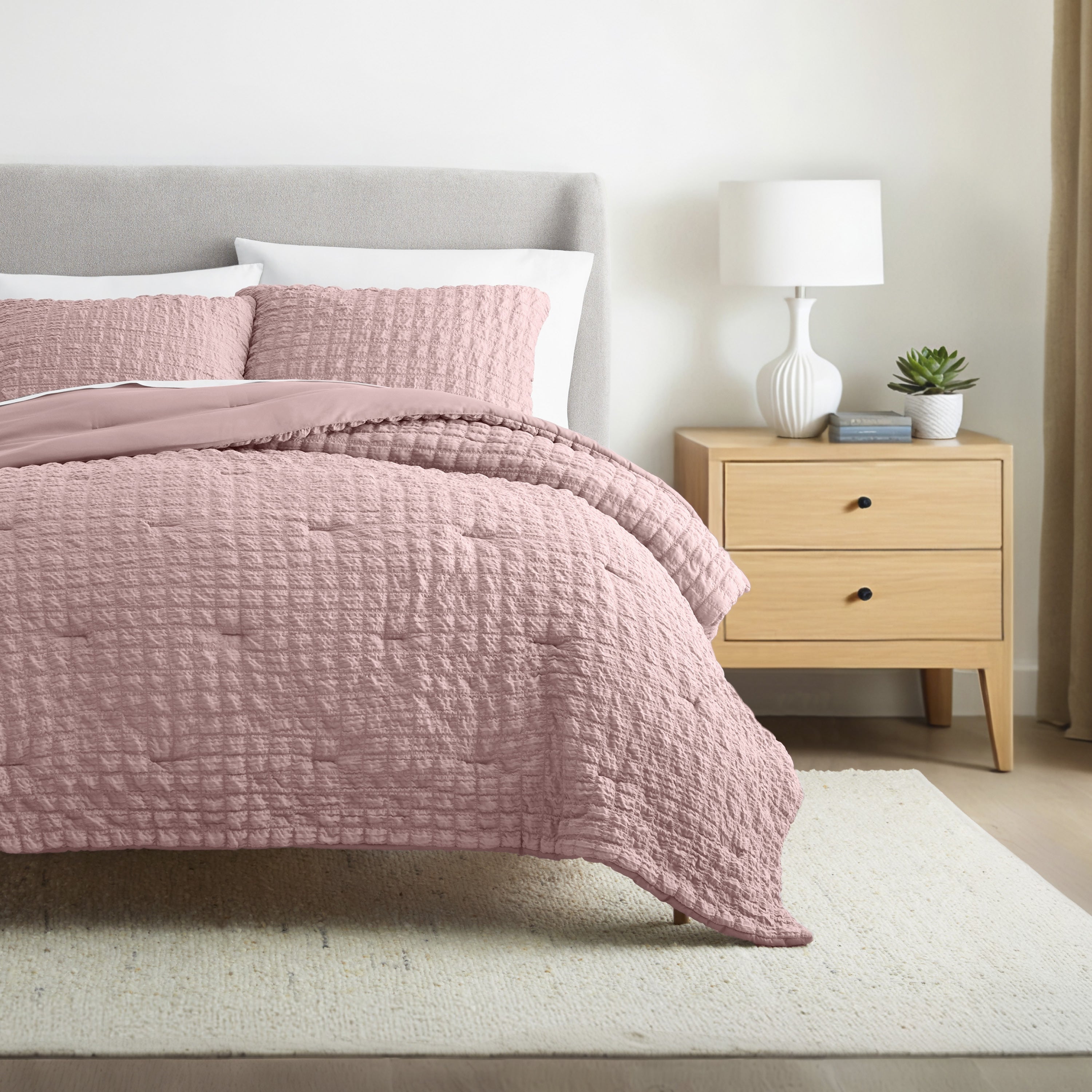 Seersucker Box Textured Down-Alternative Comforter Set