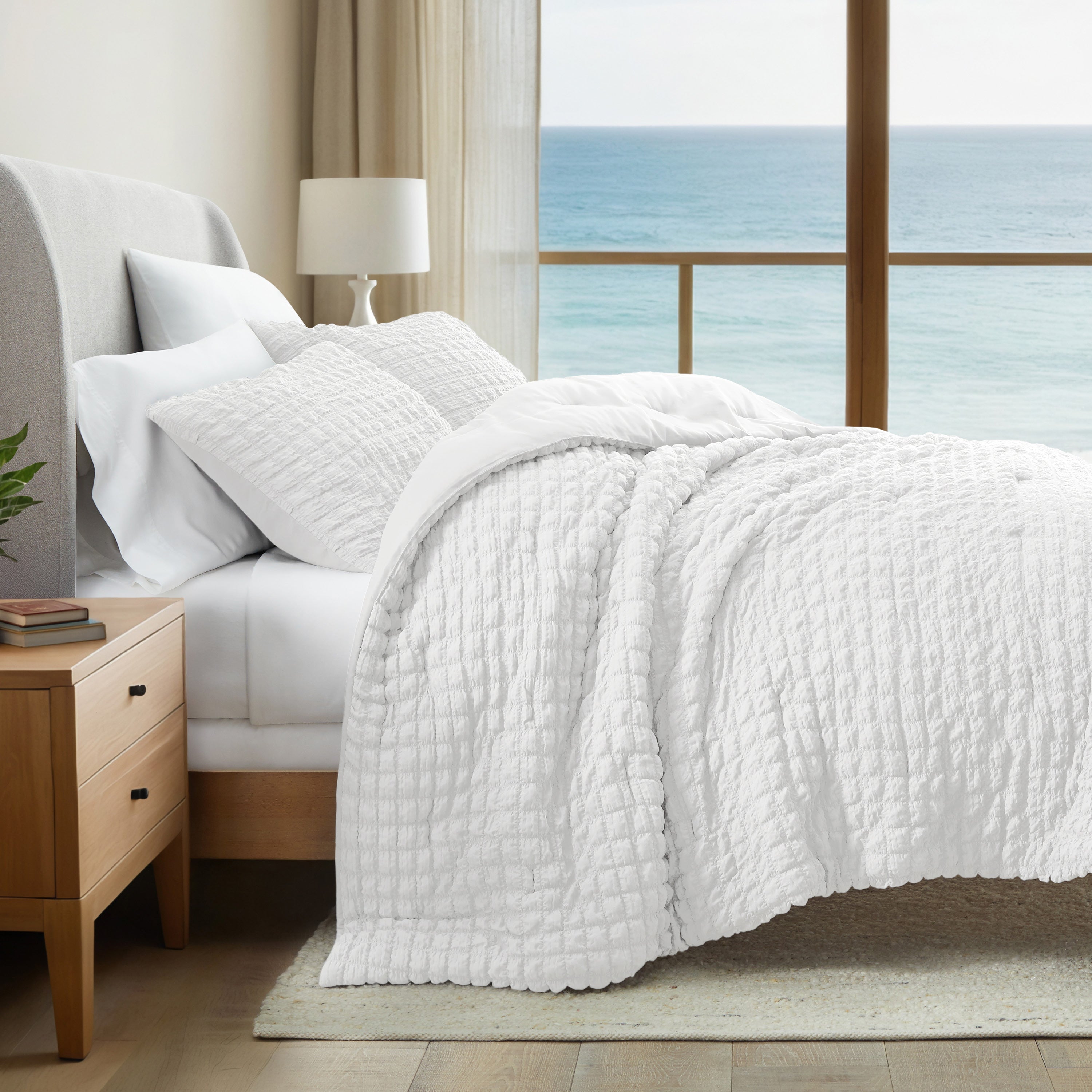 Seersucker Box Textured Down-Alternative Comforter Set