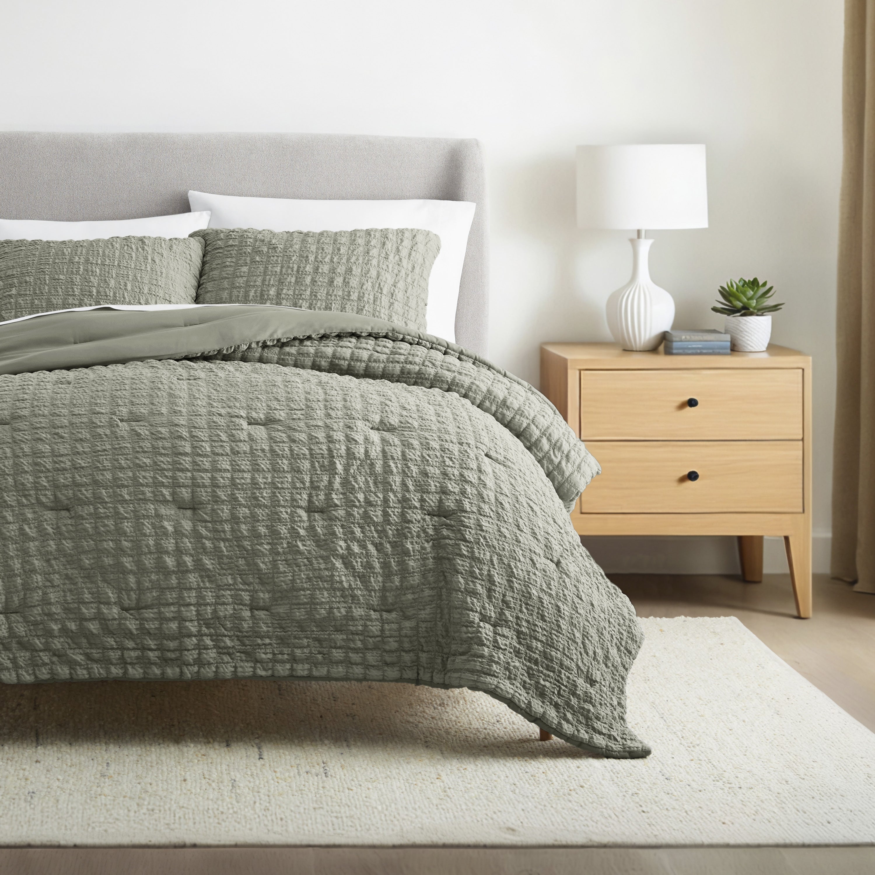 Seersucker Box Textured Down-Alternative Comforter Set