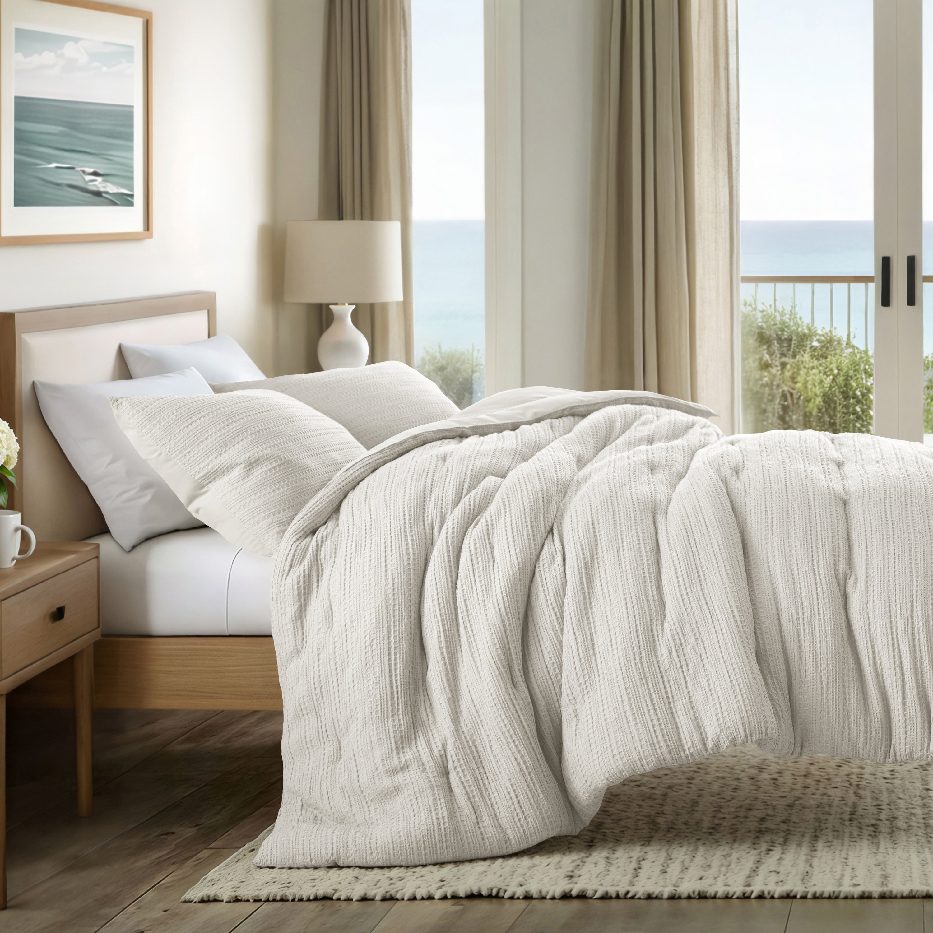 Waffle Textured Down-Alternative Comforter Set