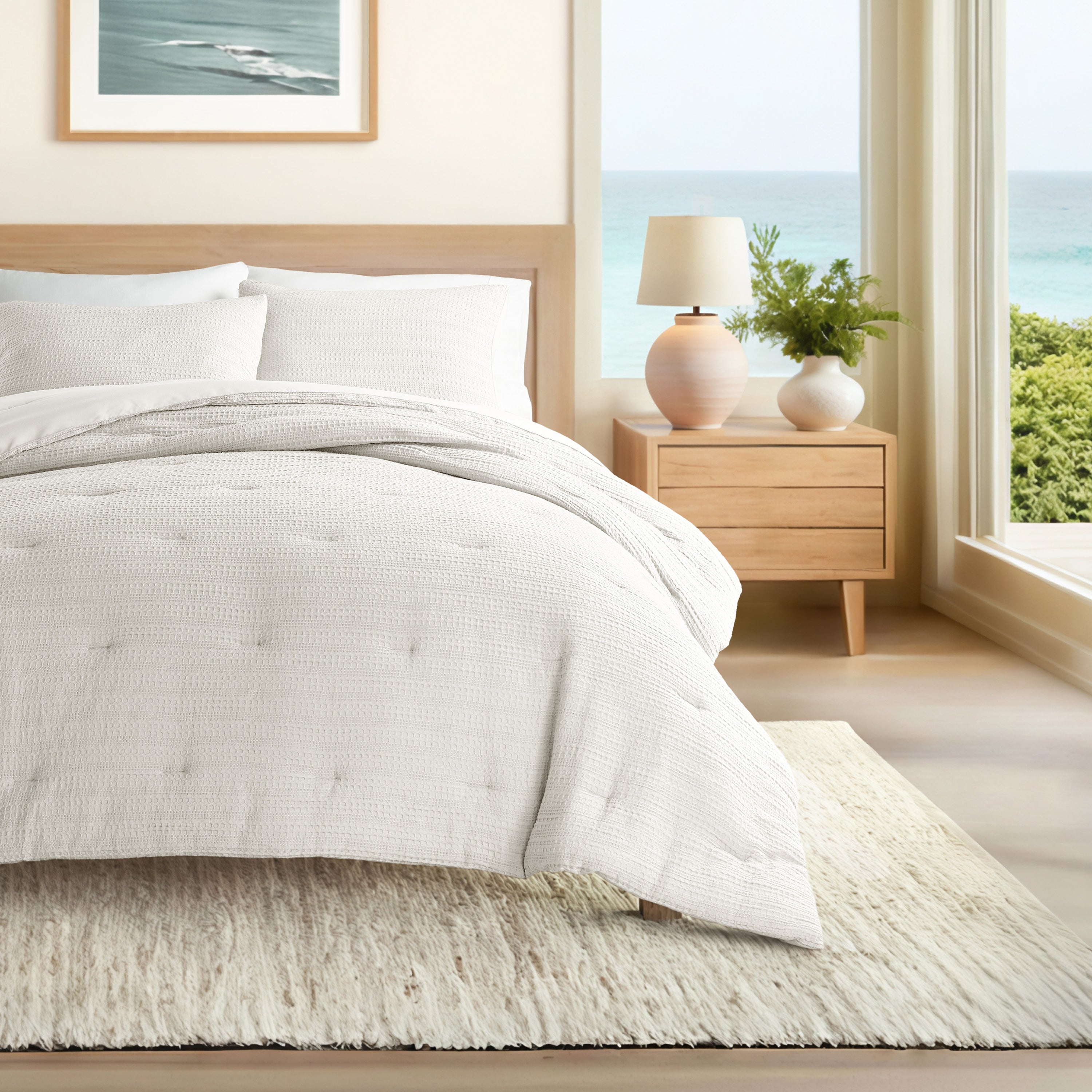 Waffle Textured Down-Alternative Comforter Set