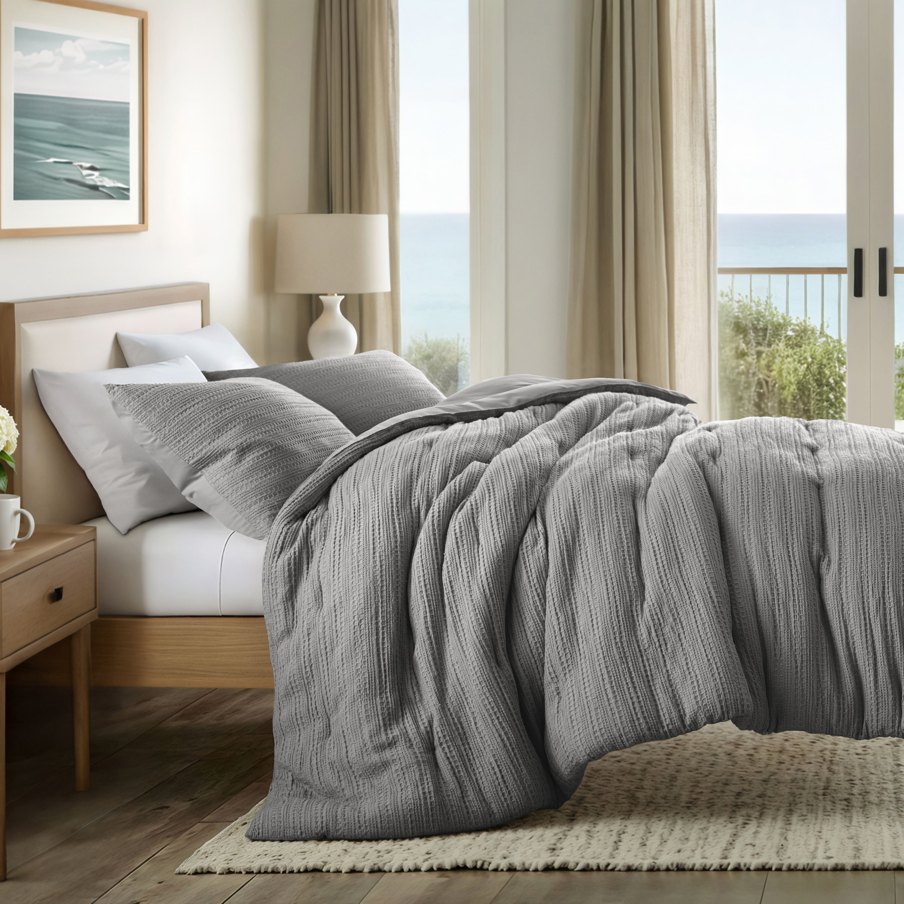 Waffle Textured Down-Alternative Comforter Set