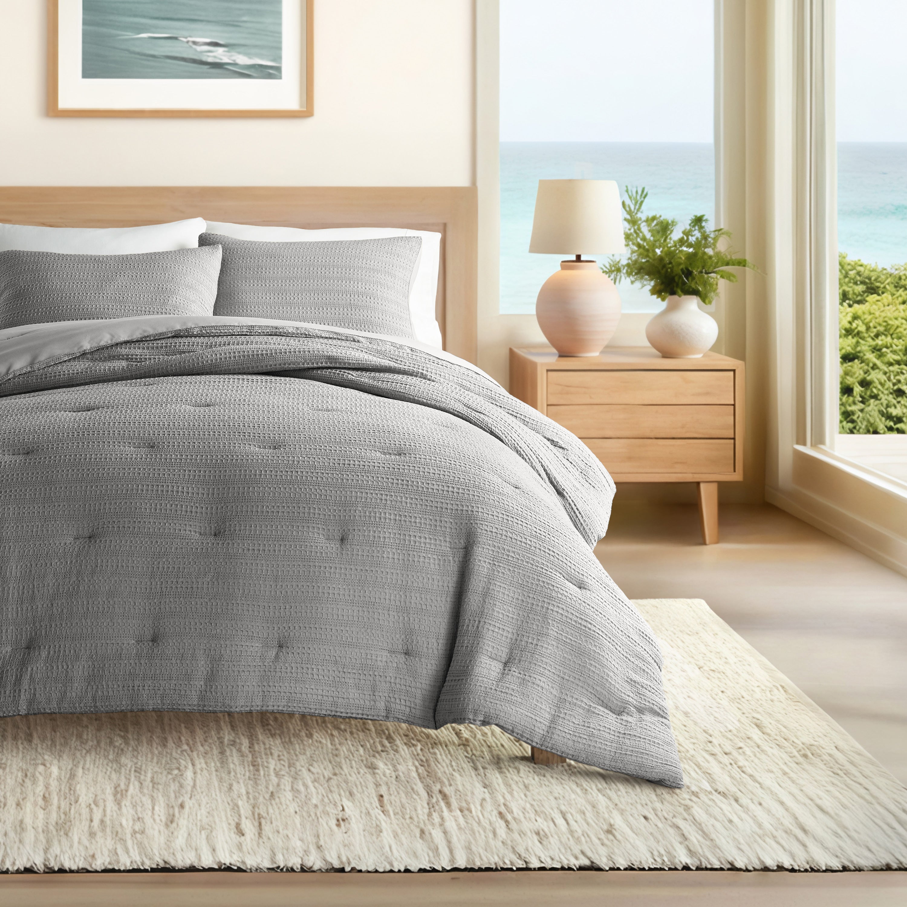 Waffle Textured Down-Alternative Comforter Set