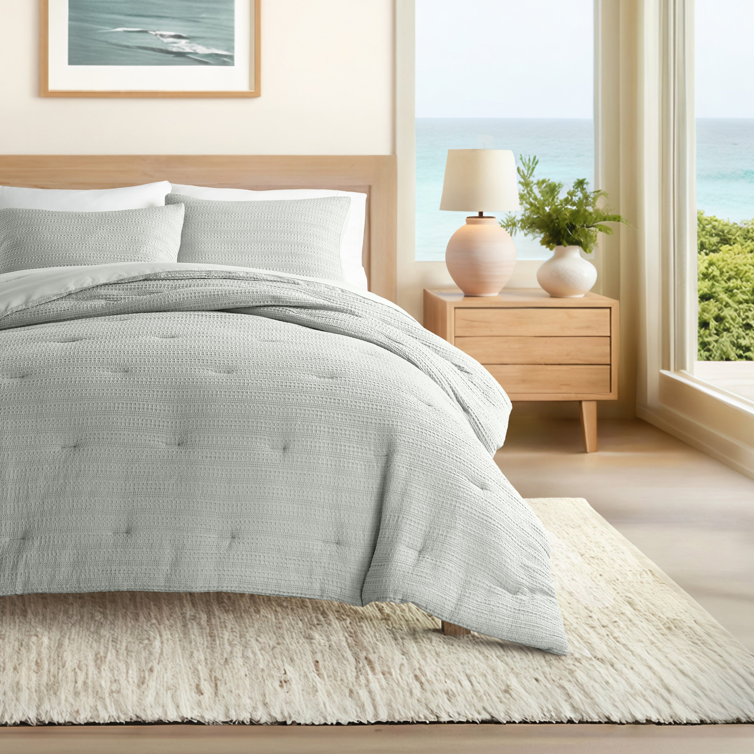 Waffle Textured Down-Alternative Comforter Set