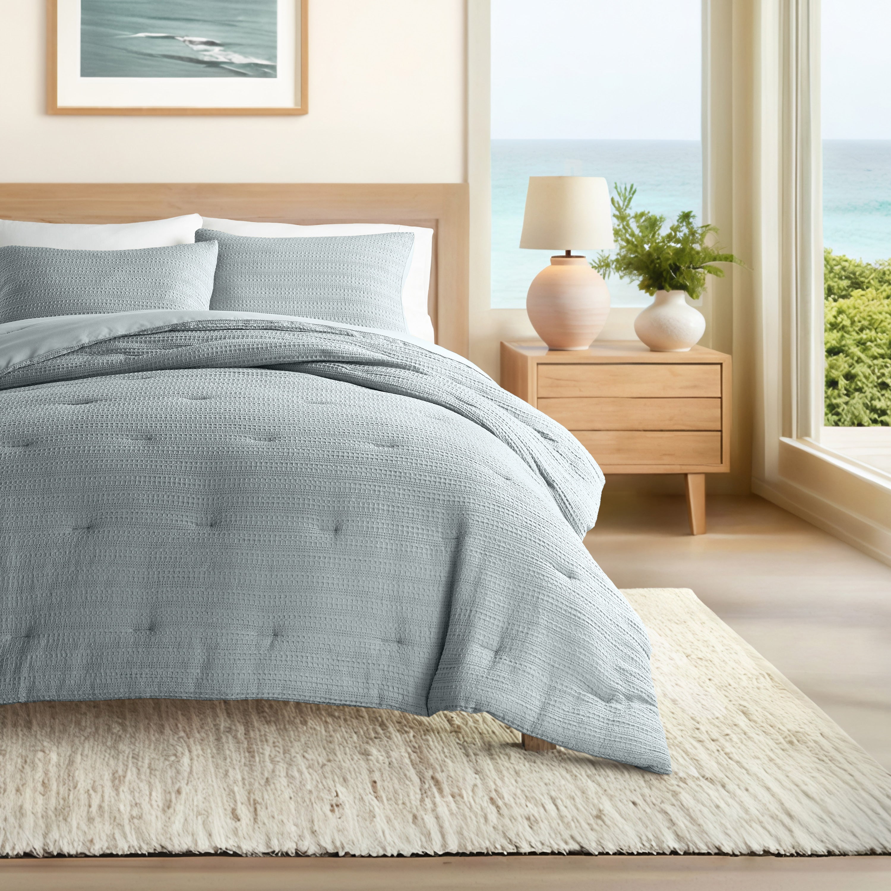 Waffle Textured Down-Alternative Comforter Set