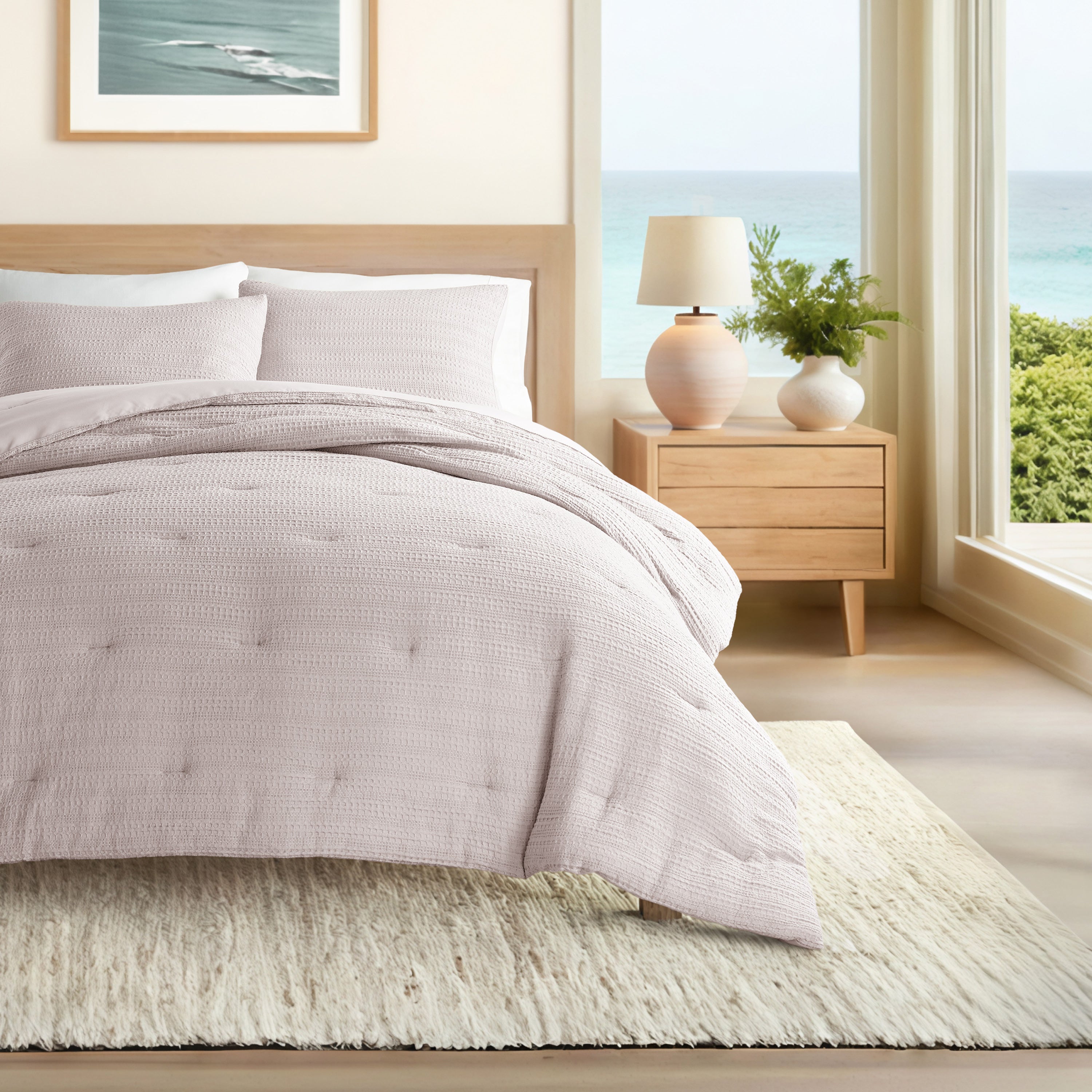 Waffle Textured Down-Alternative Comforter Set