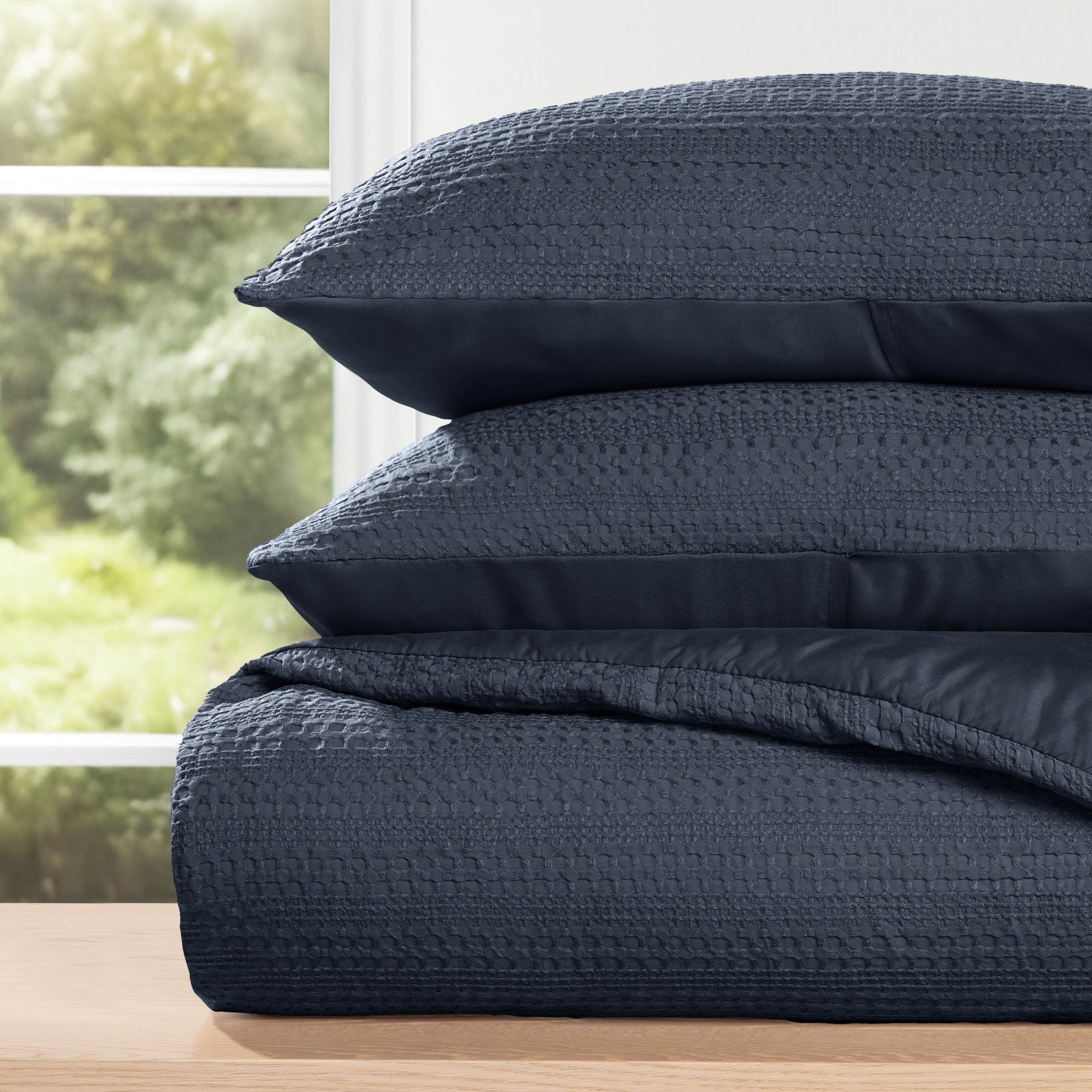 Waffle Textured Down-Alternative Comforter Set