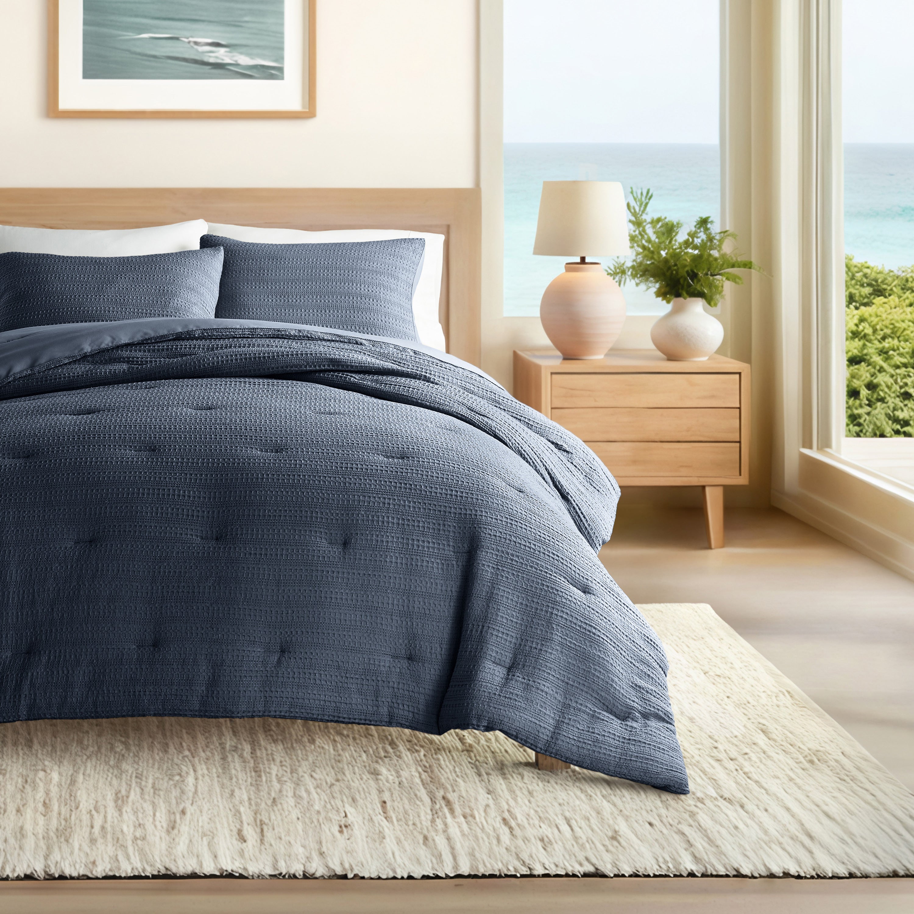 Waffle Textured Down-Alternative Comforter Set