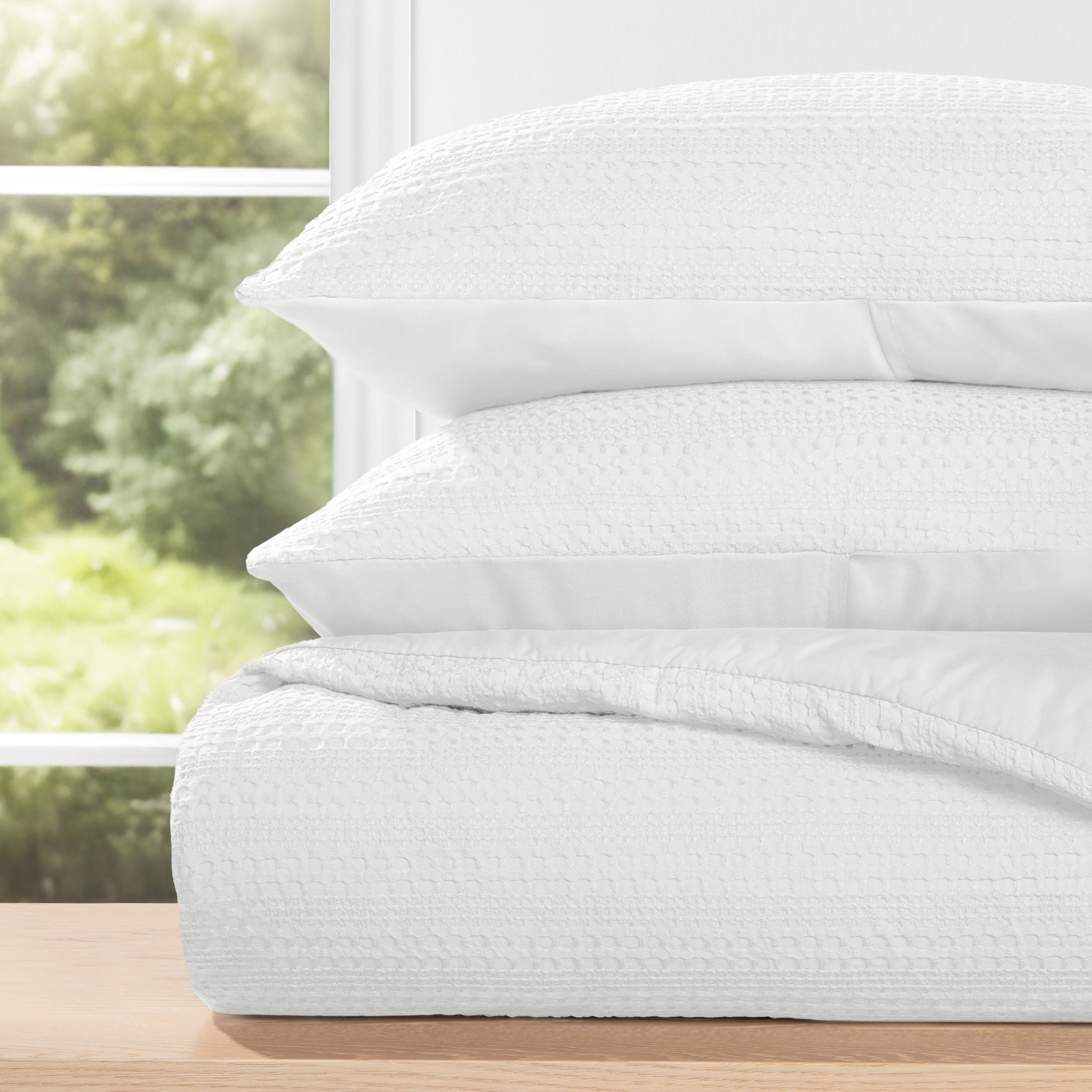 Waffle Textured Down-Alternative Comforter Set