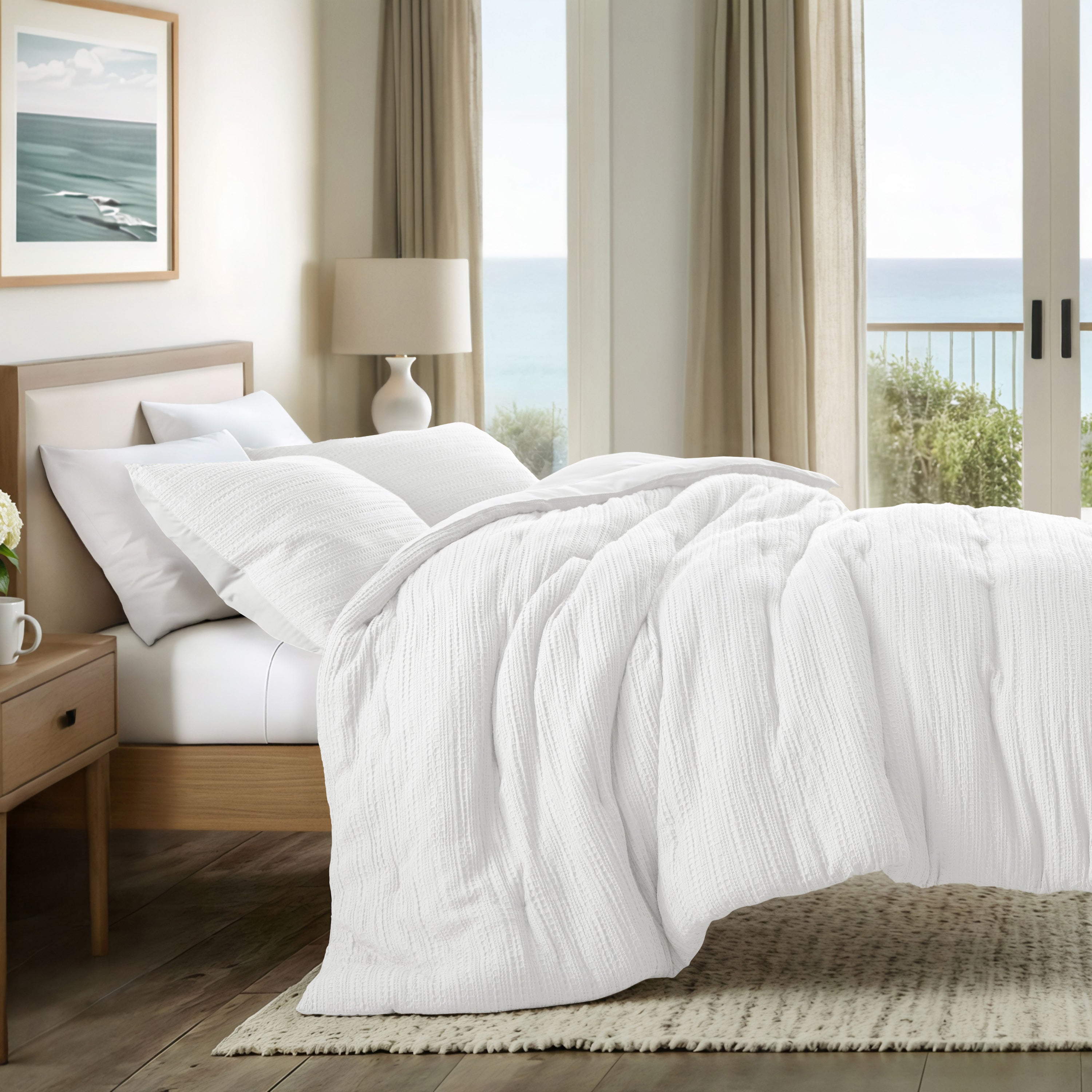 Waffle Textured Down-Alternative Comforter Set