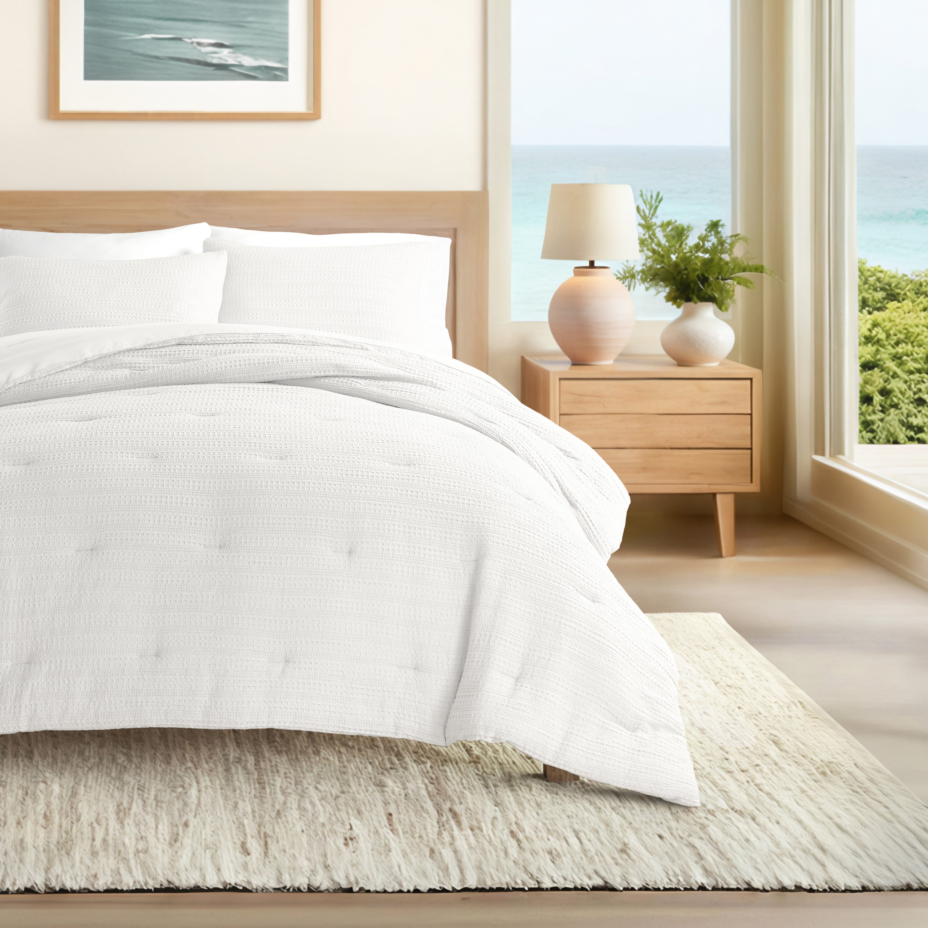 Waffle Textured Down-Alternative Comforter Set