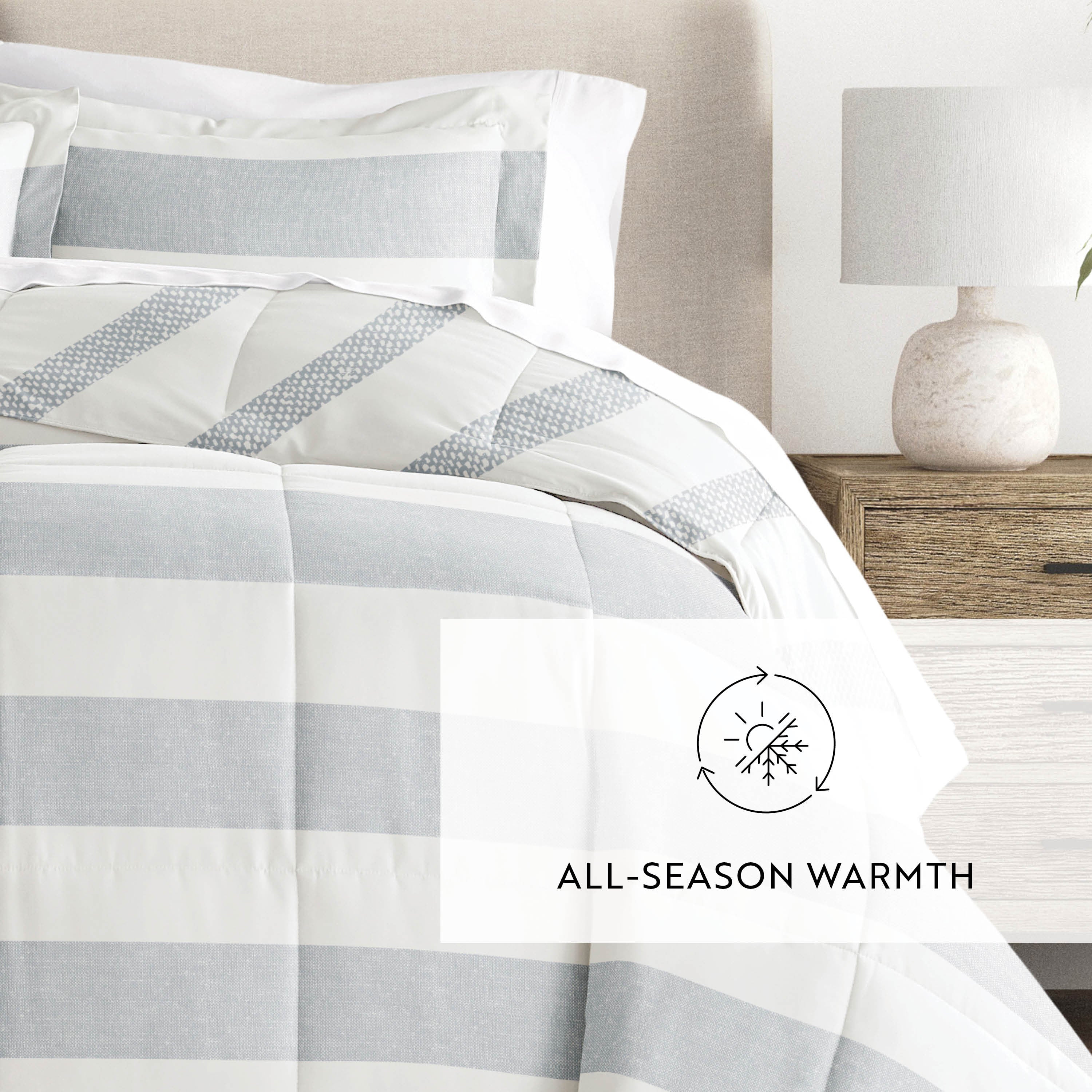 Distressed Stripe Patterned Down-Alternative Comforter Set