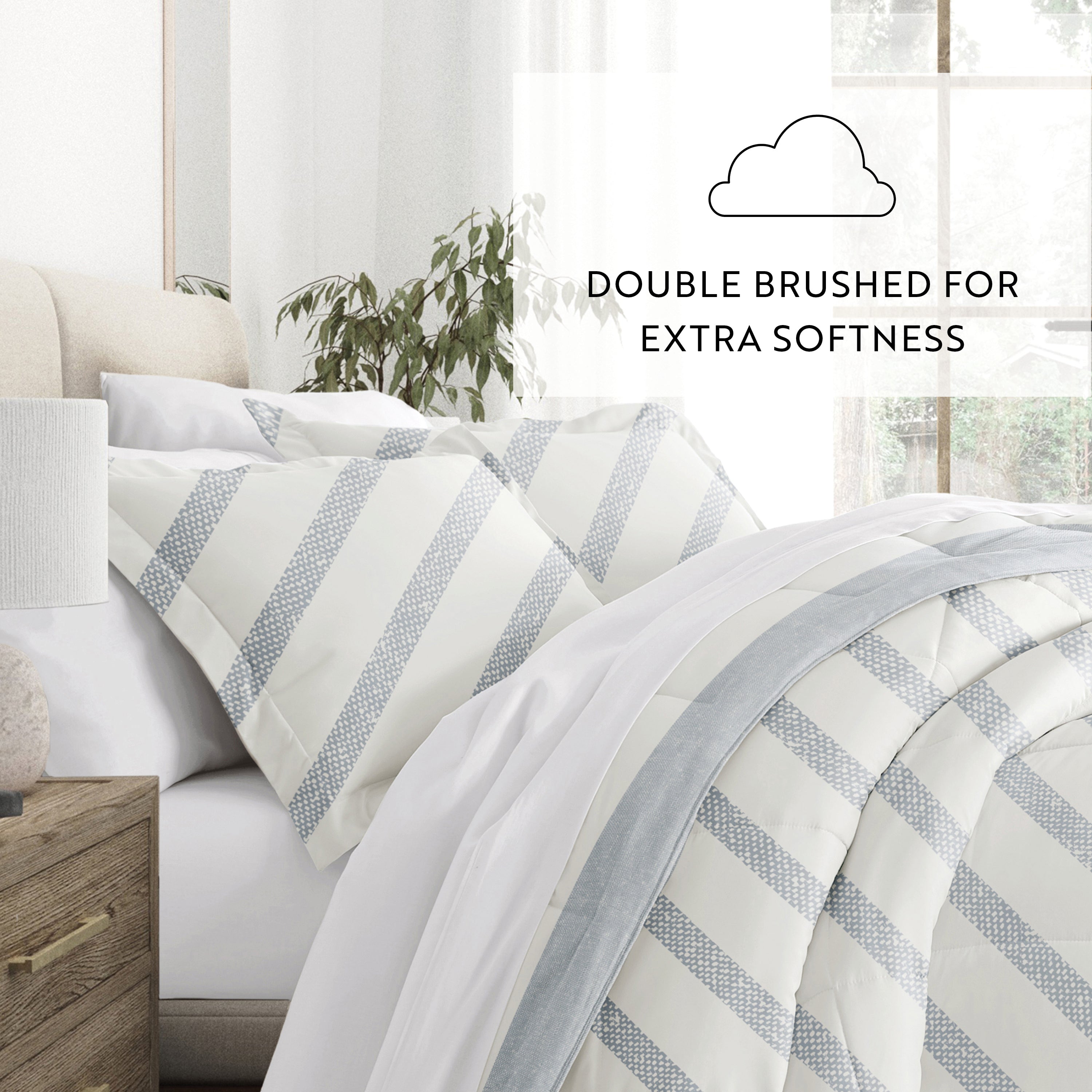 Distressed Stripe Patterned Down-Alternative Comforter Set
