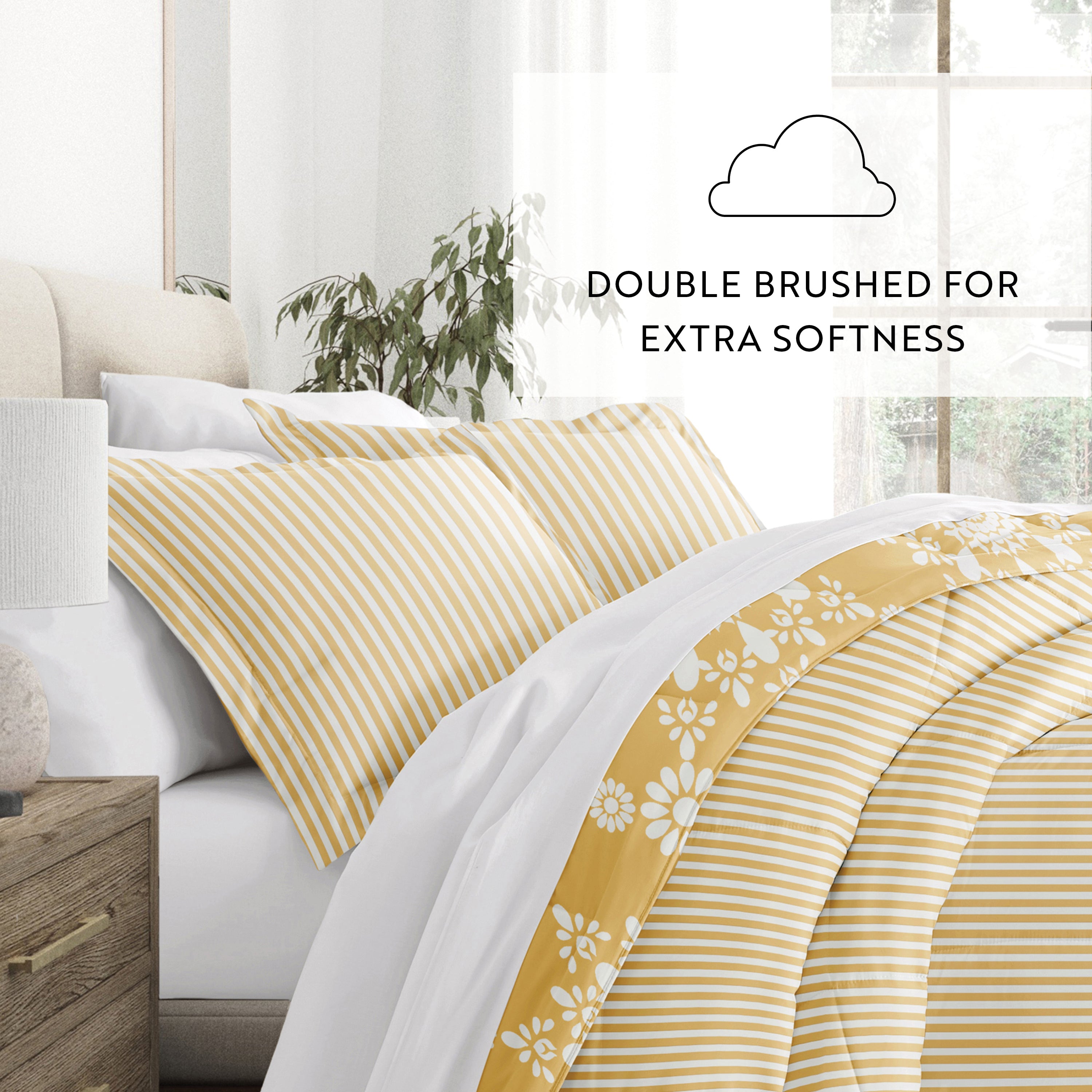 Daisy Medallion Reversible Patterned Down-Alternative Comforter Set