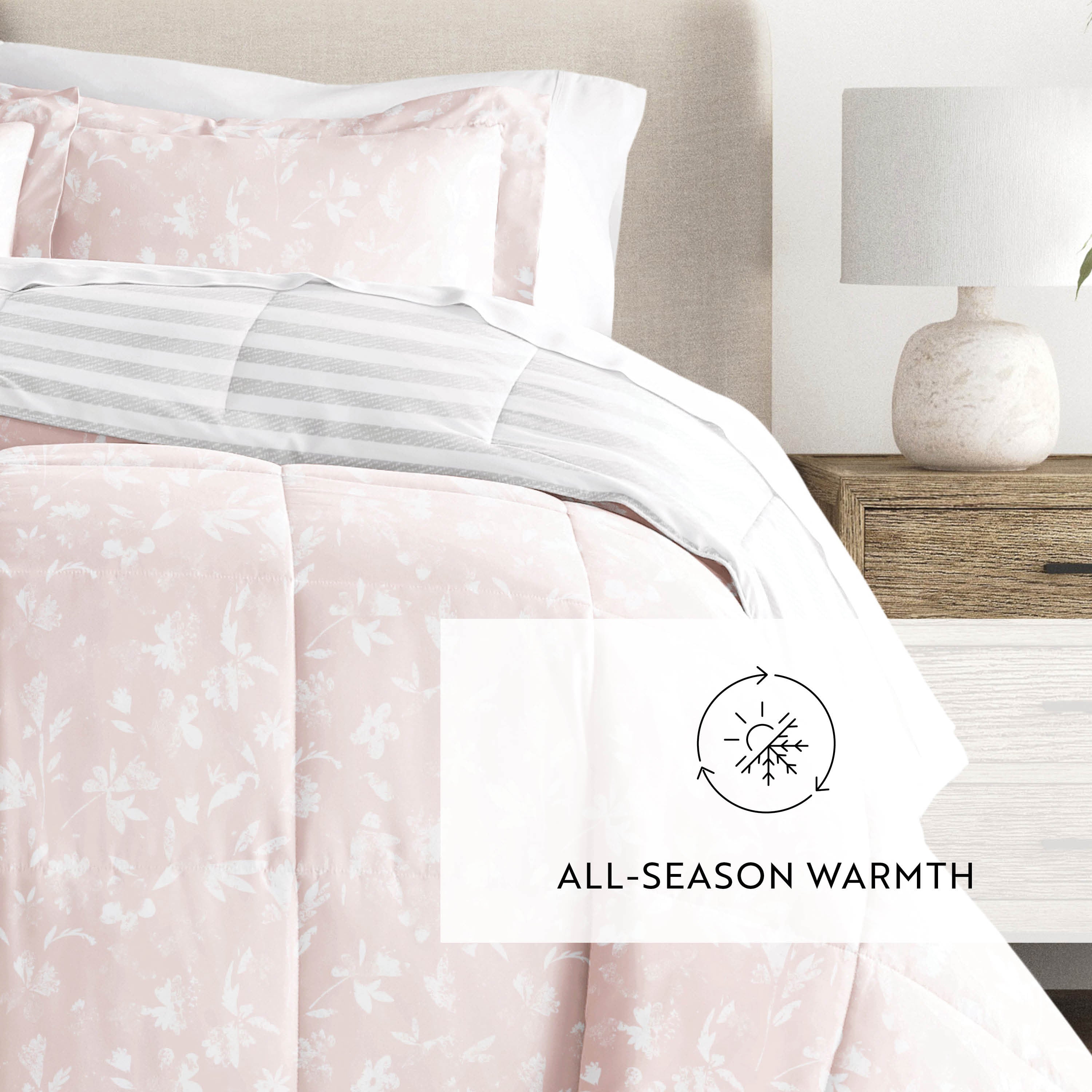 Pressed Flowers Reversible Patterned Down-Alternative Comforter Set