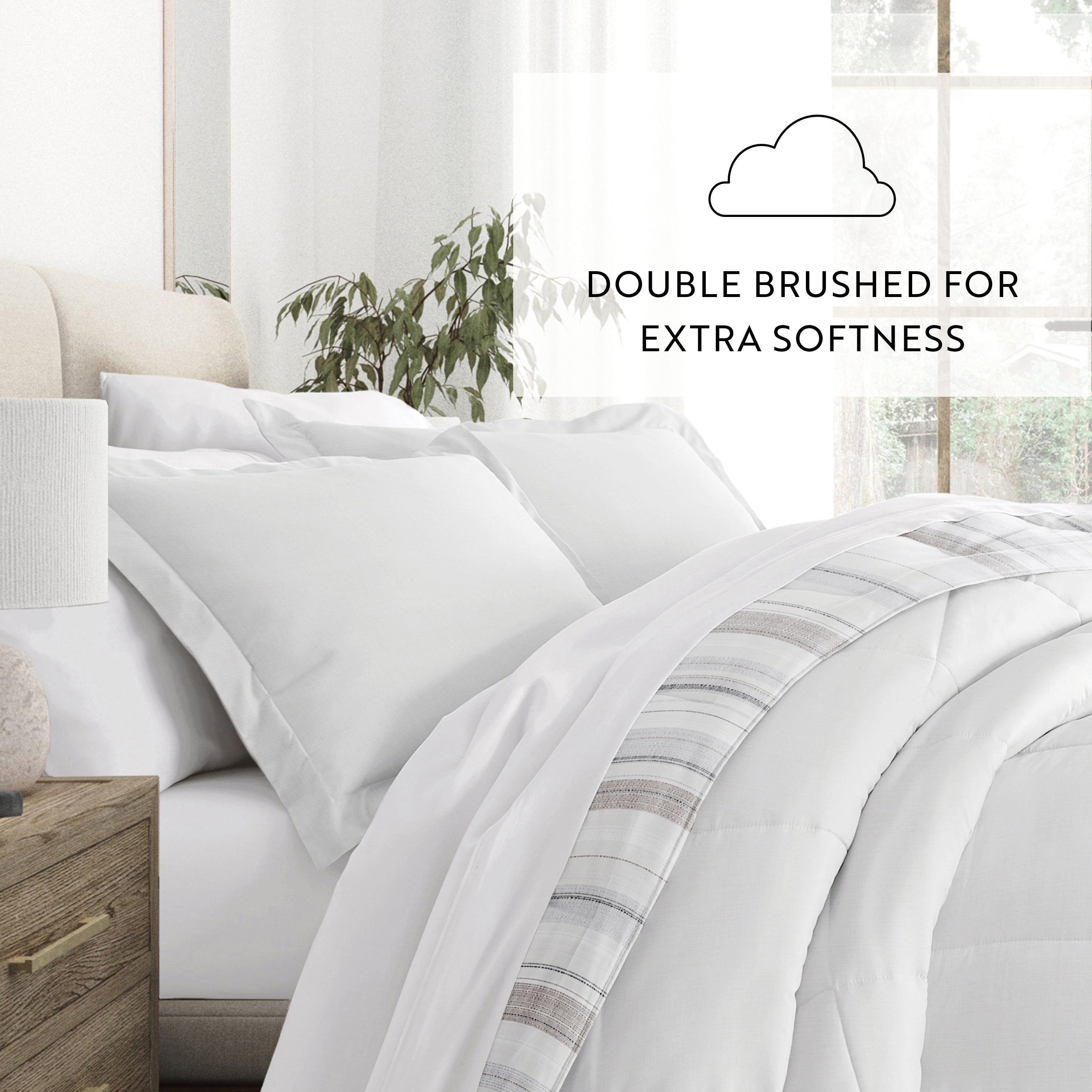 Vertical Stripe Reversible Patterned Down-Alternative Comforter Set