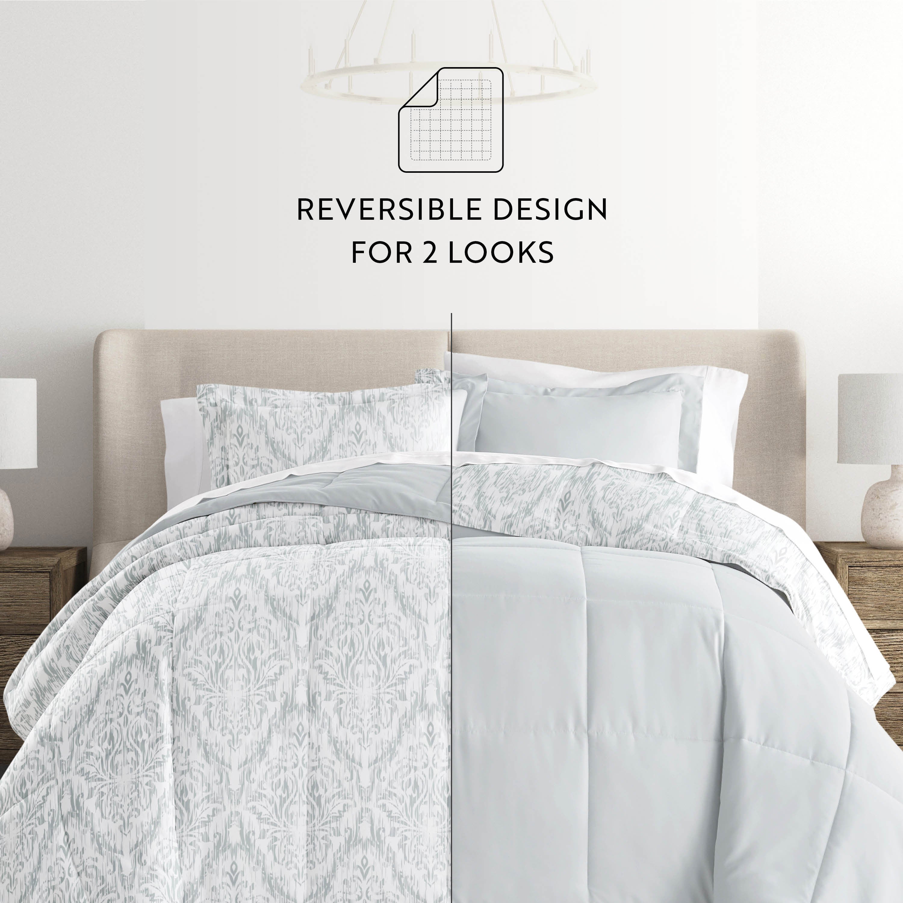 English Countryside Reversible Patterned Down-Alternative Comforter Set