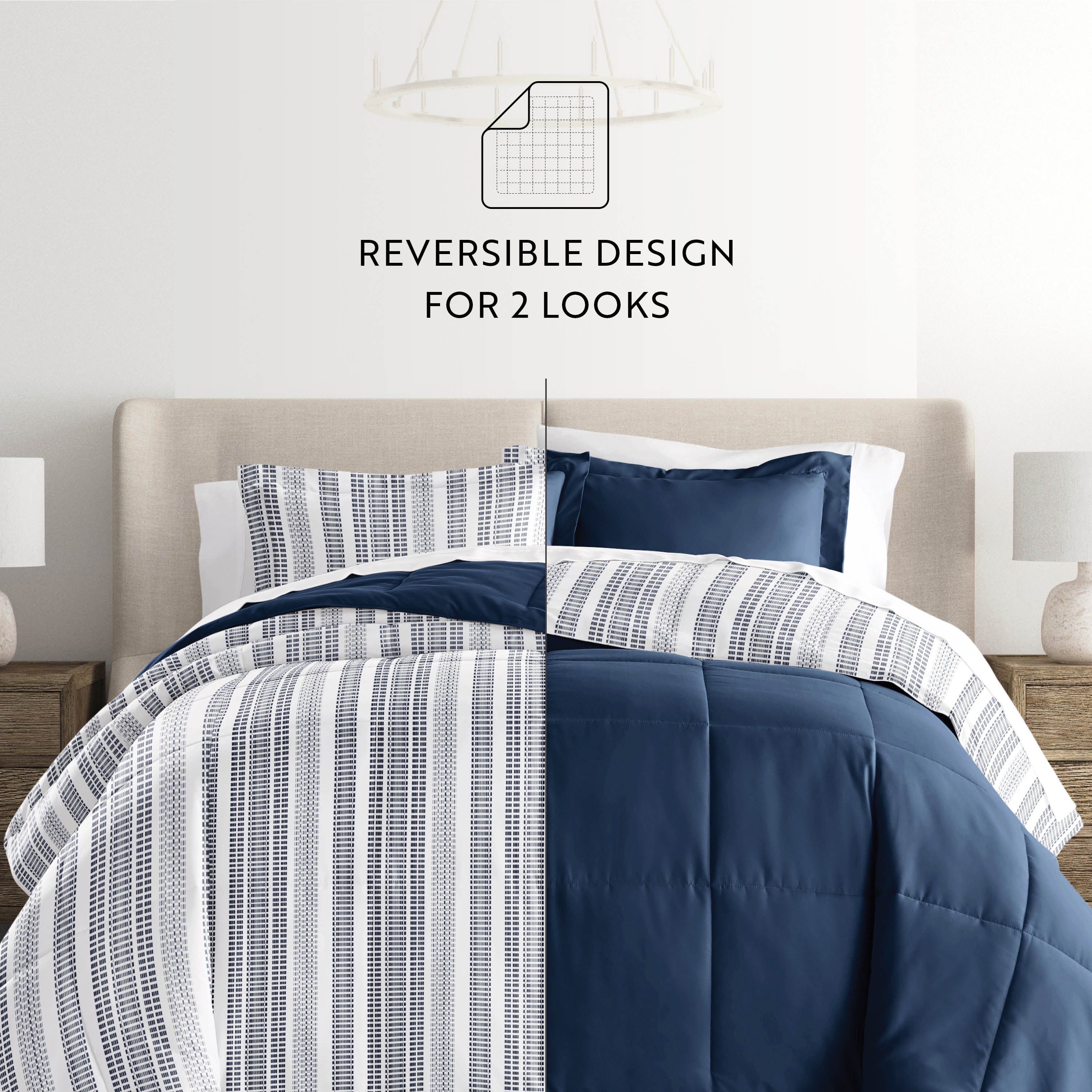 Farmhouse Dreams Reversible Patterned Down-Alternative Comforter Set