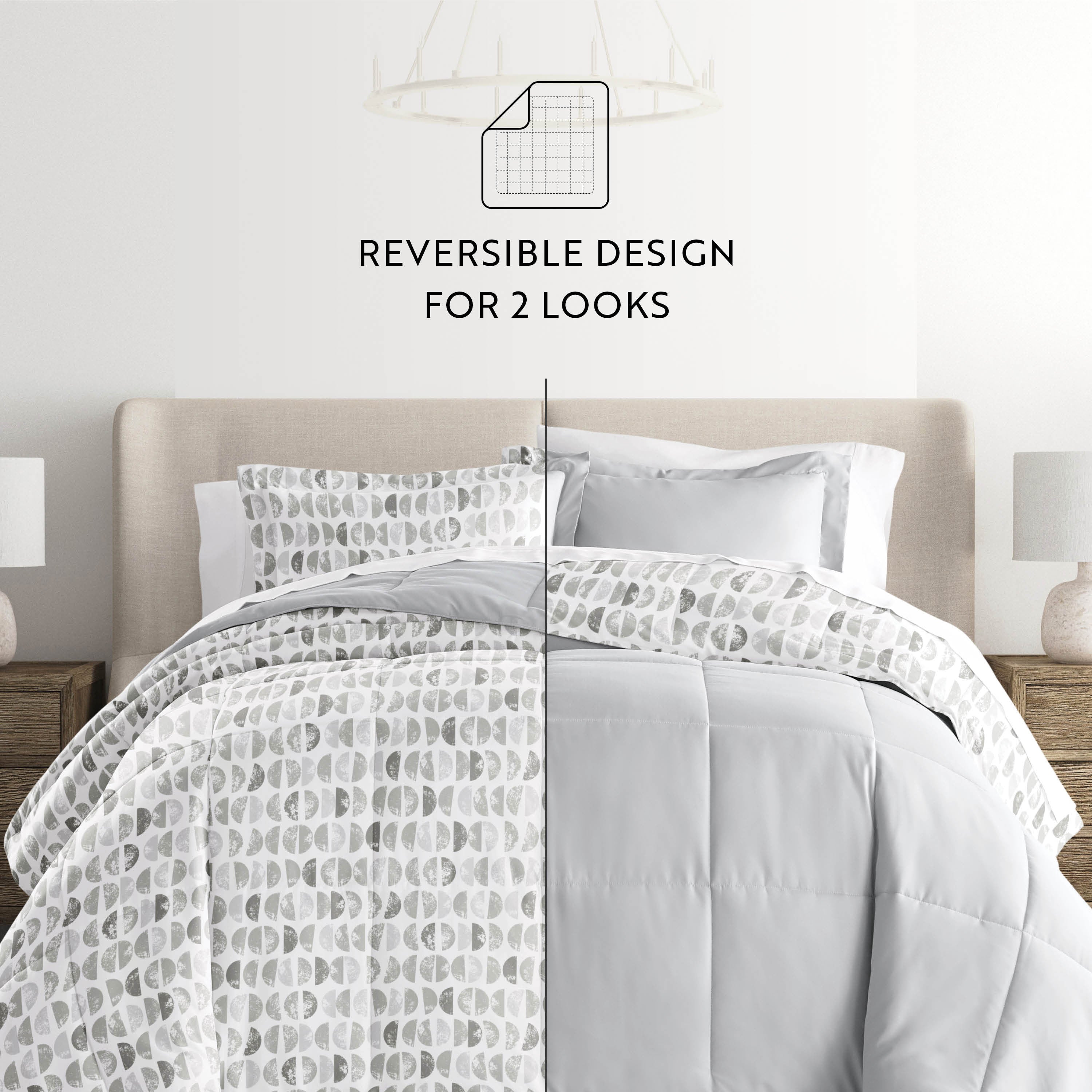 Moonlight Stars Reversible Patterned Down-Alternative Comforter Set