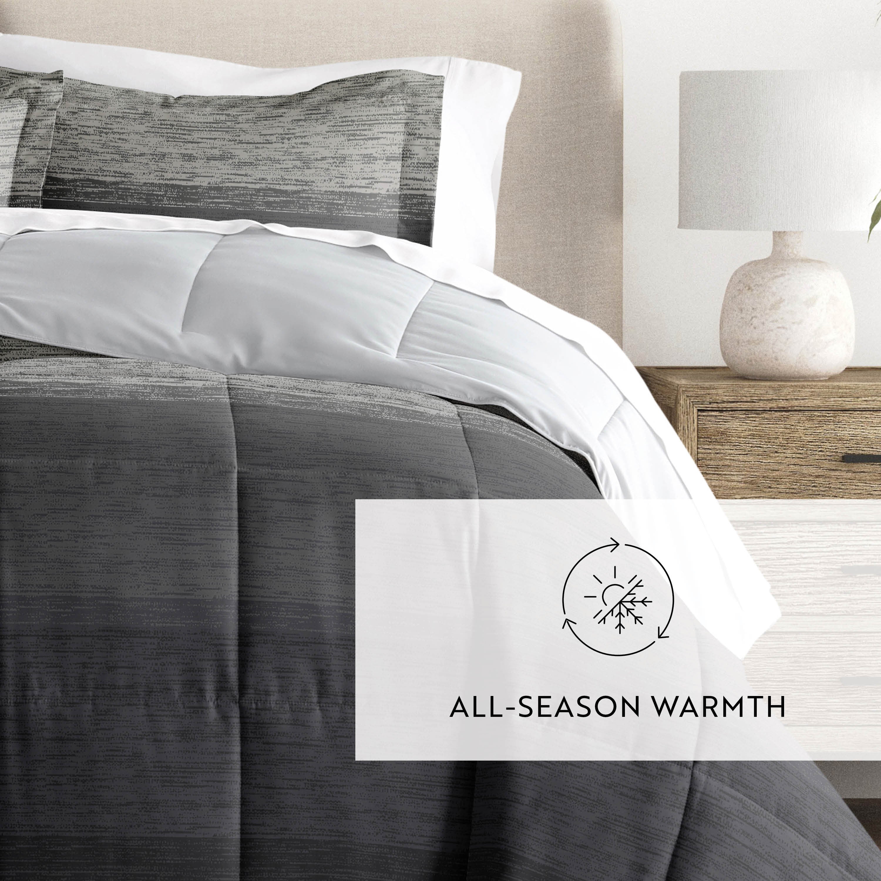 Ombre Reversible Patterned Down-Alternative Comforter Set