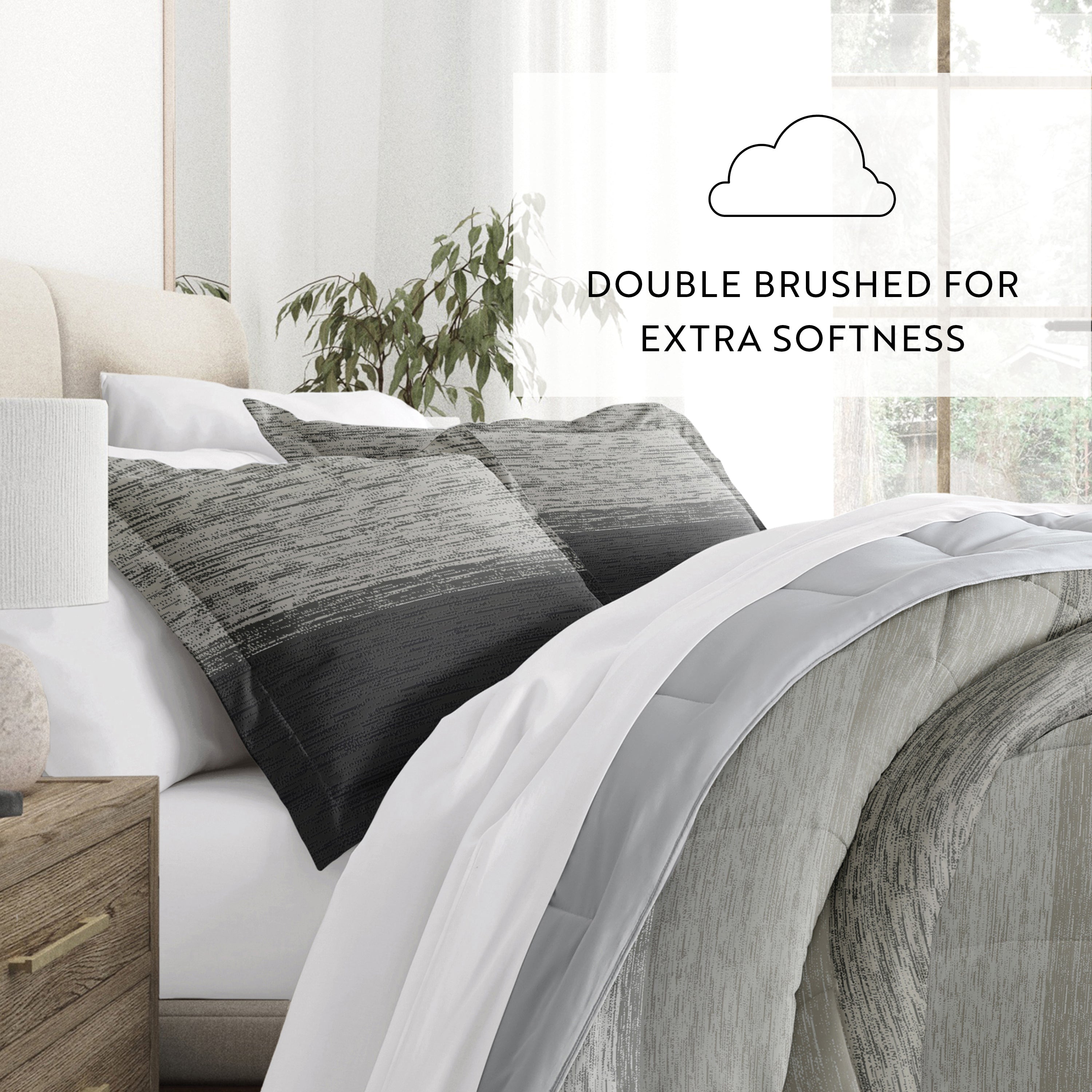 Ombre Reversible Patterned Down-Alternative Comforter Set