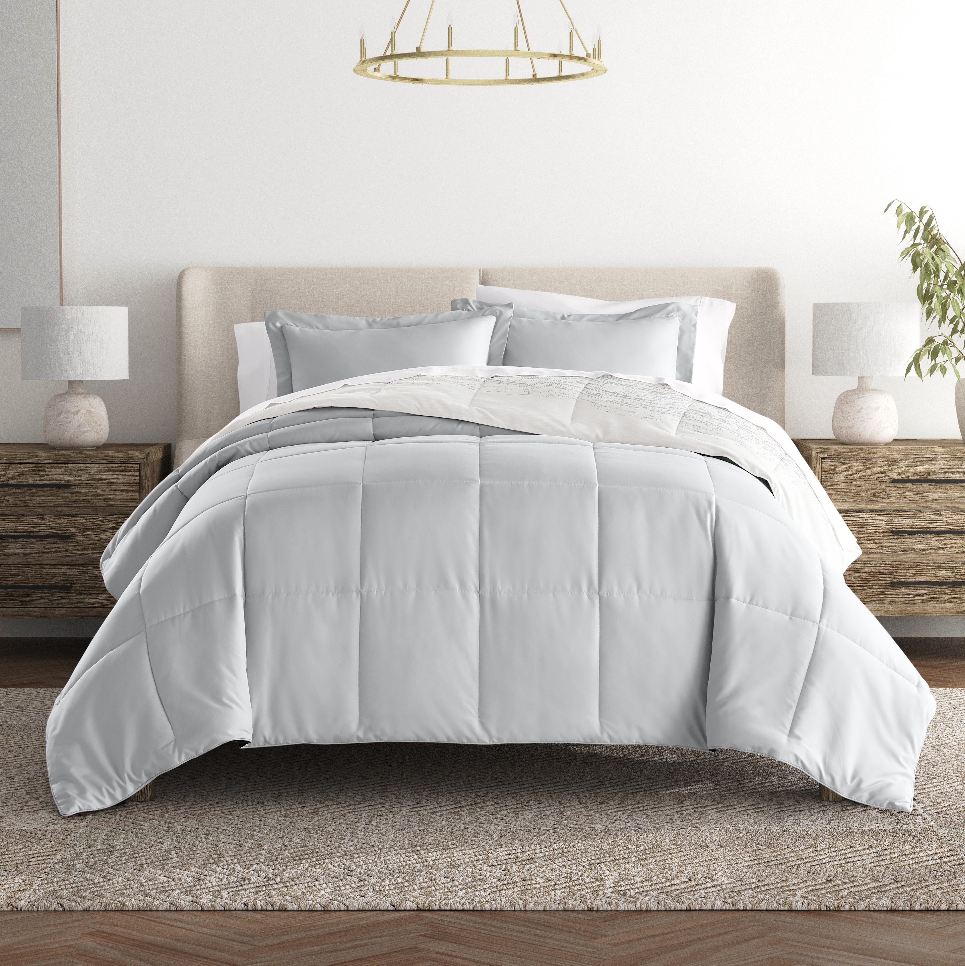 Ombre Reversible Patterned Down-Alternative Comforter Set