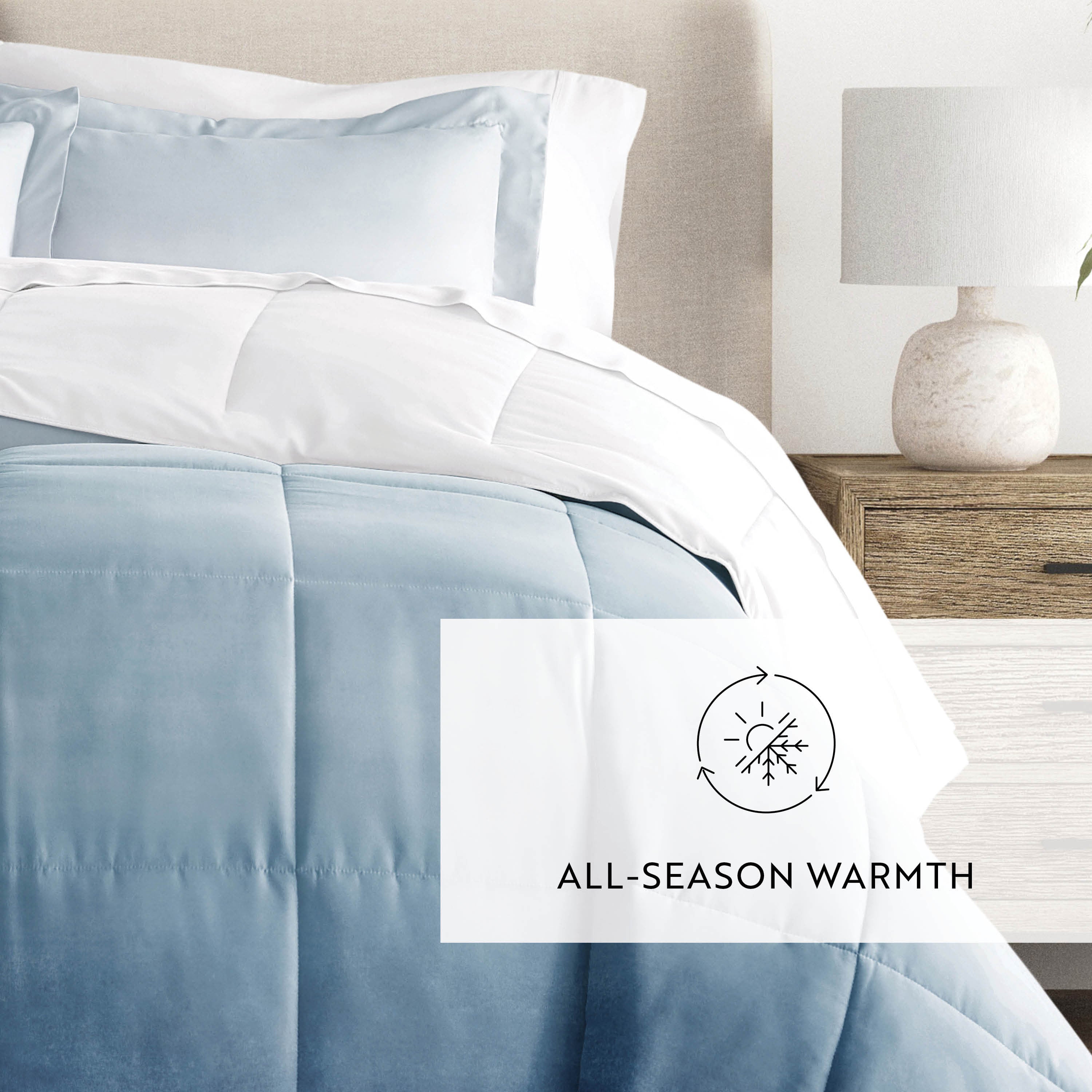 Ocean Waves Reversible Patterned Down-Alternative Comforter Set