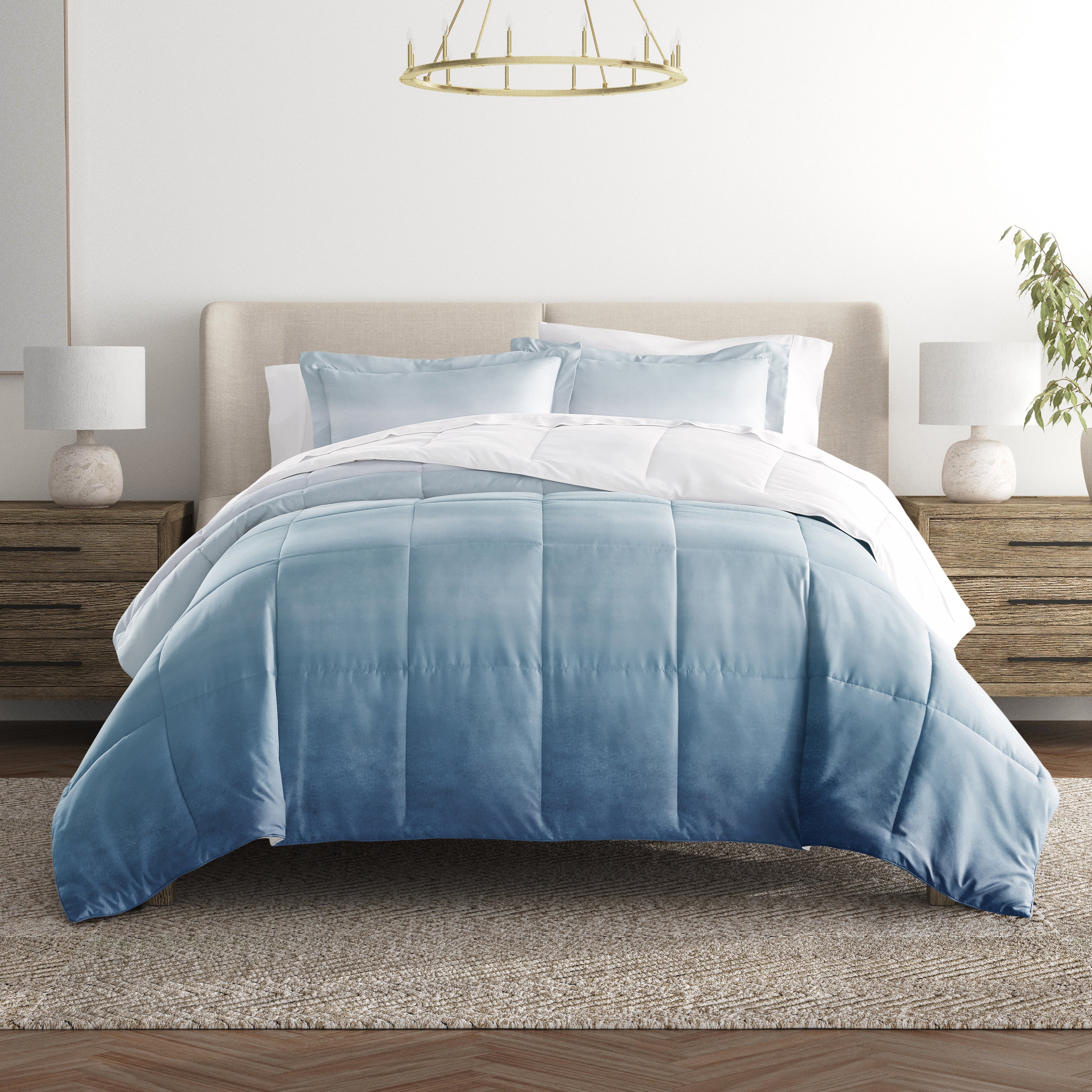 Ocean Waves Reversible Patterned Down-Alternative Comforter Set