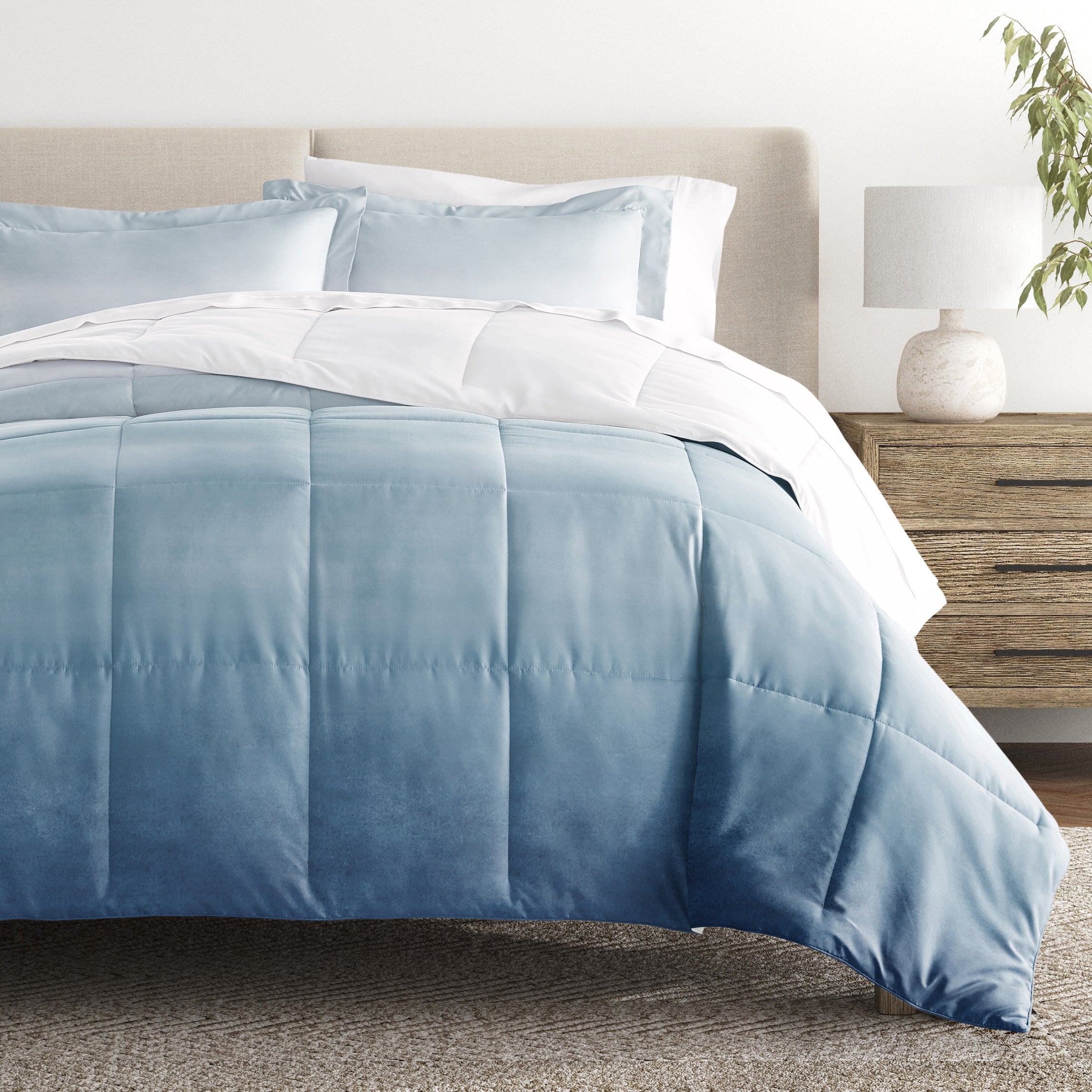 Ocean Waves Reversible Patterned Down-Alternative Comforter Set