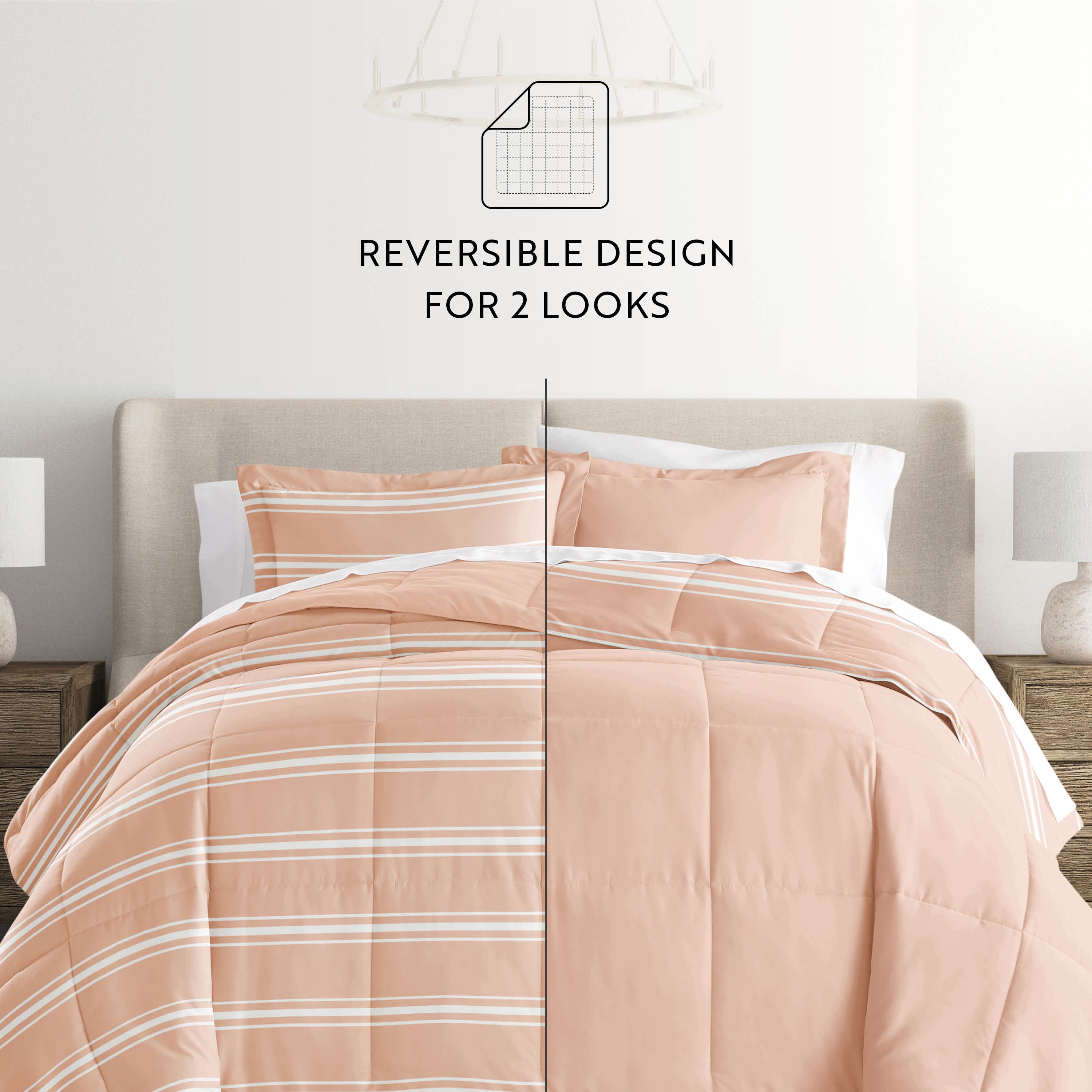 Soft Stripe Reversible Patterned Down-Alternative Comforter Set