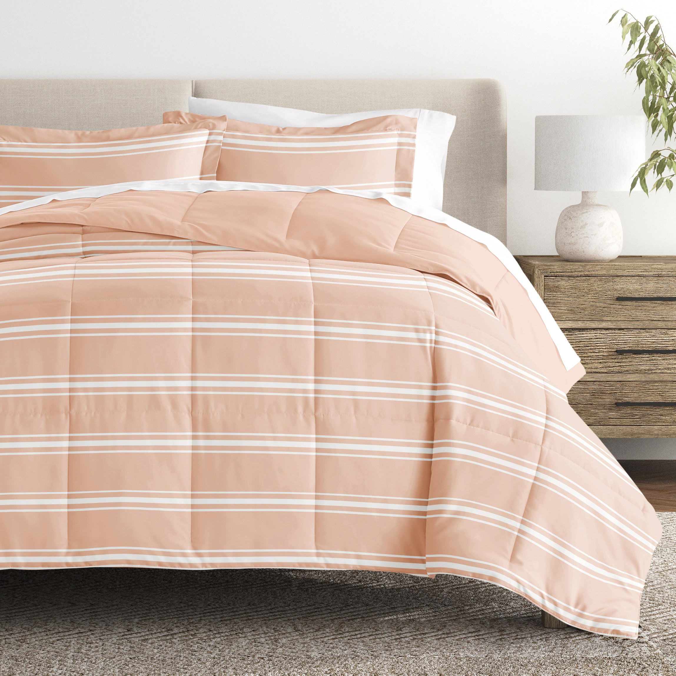 Soft Stripe Reversible Patterned Down-Alternative Comforter Set