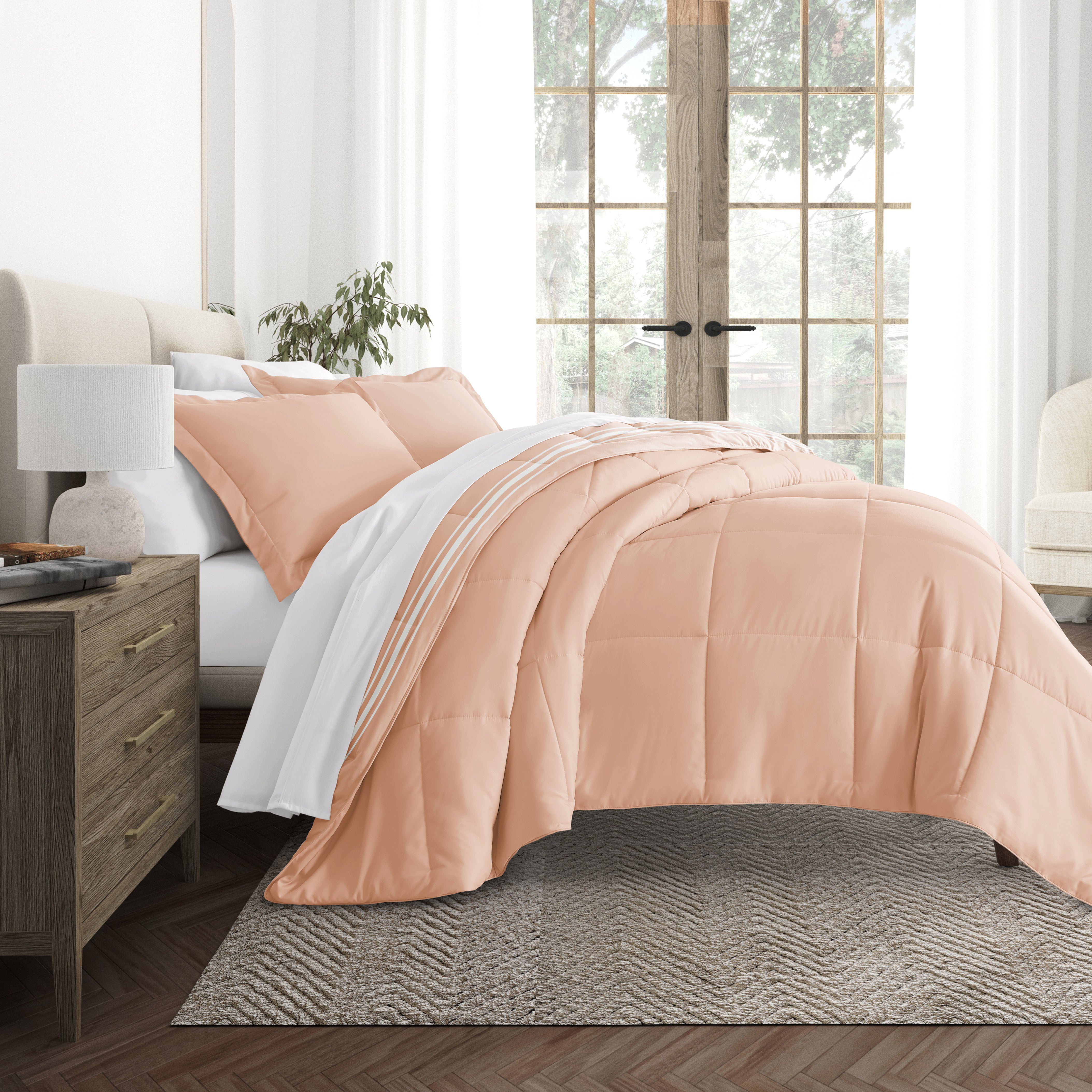 Soft Stripe Reversible Patterned Down-Alternative Comforter Set