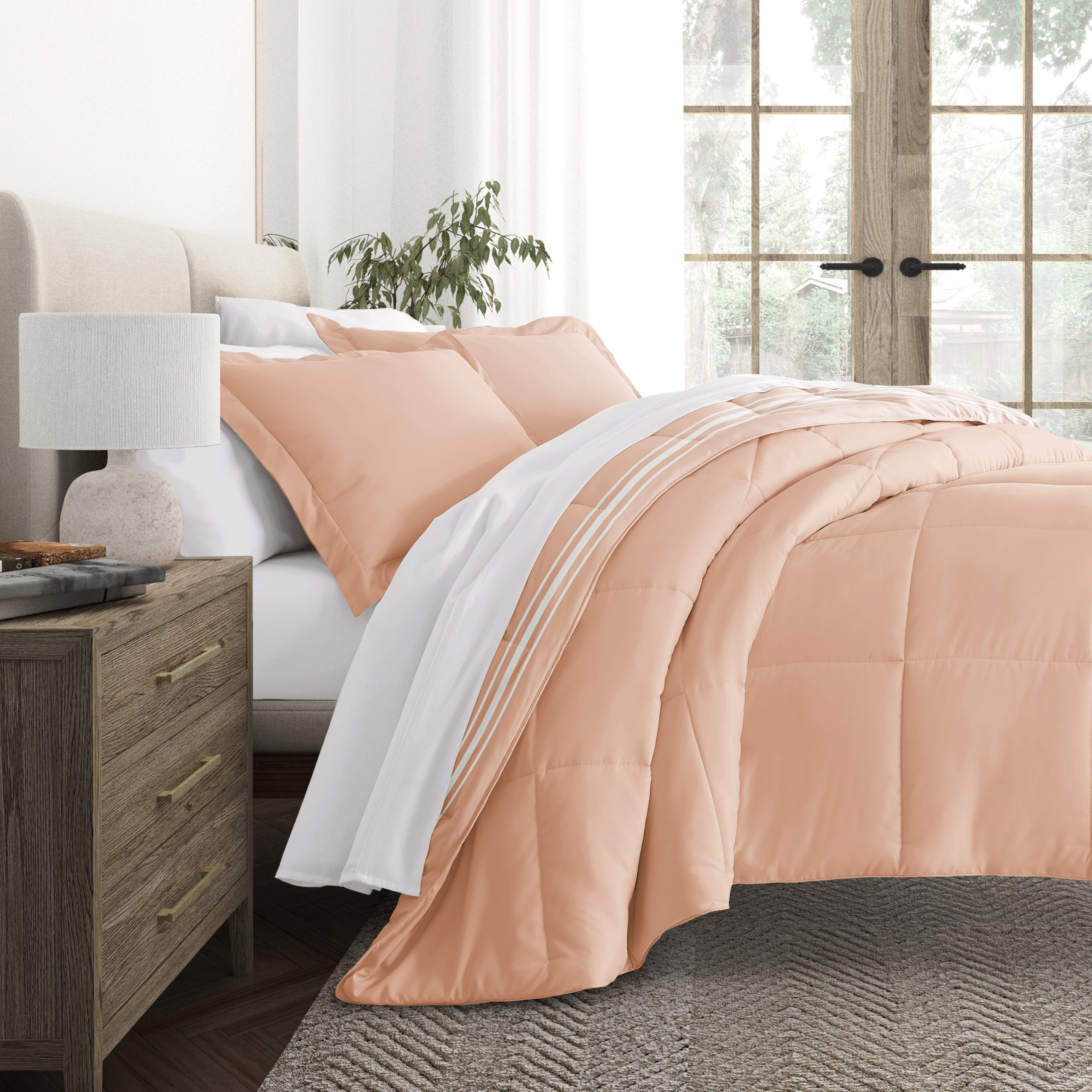 Soft Stripe Reversible Patterned Down-Alternative Comforter Set