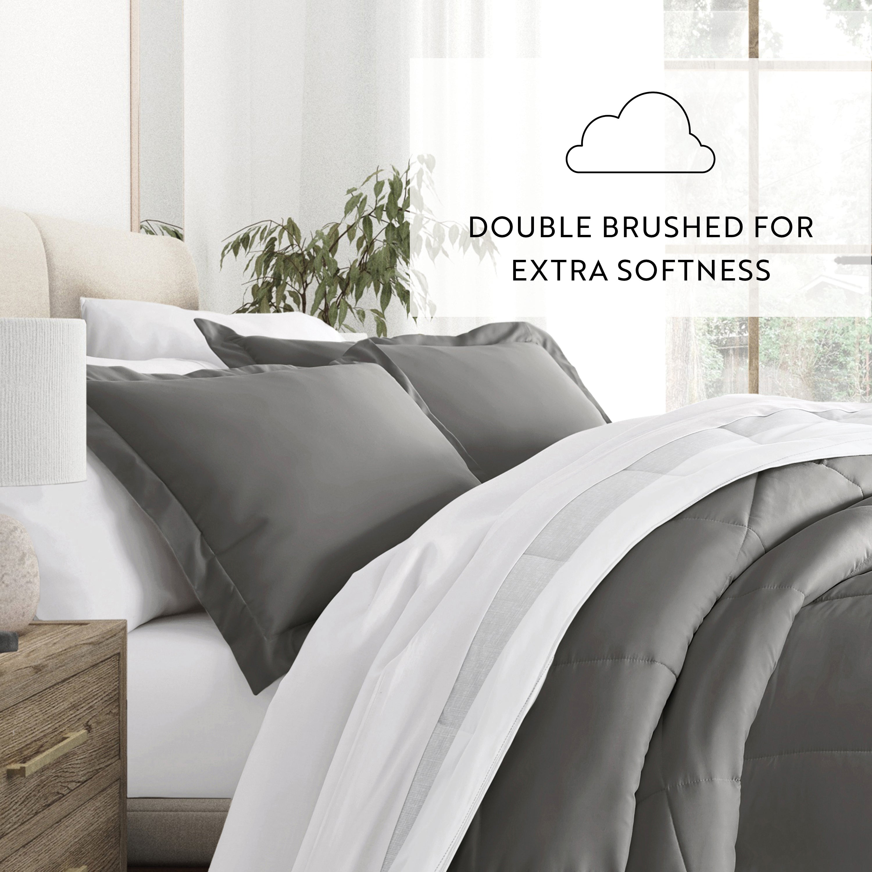 Stitched Stripe Reversible Patterned Down-Alternative Comforter Set