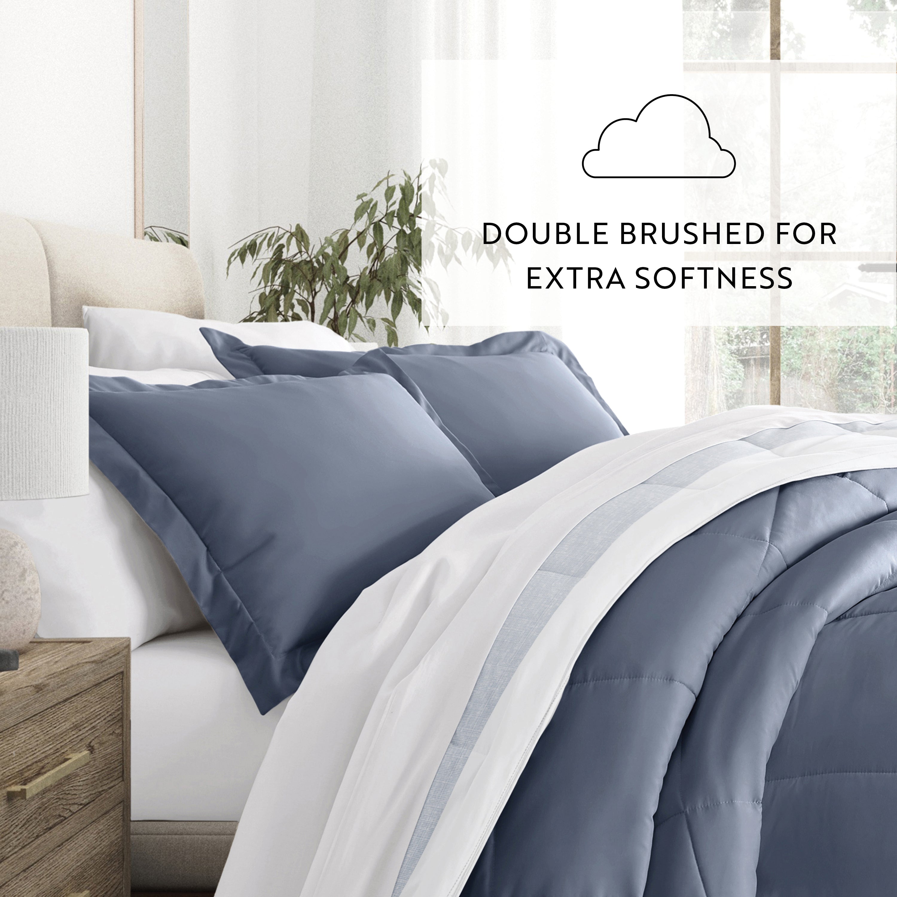 Stitched Stripe Reversible Patterned Down-Alternative Comforter Set