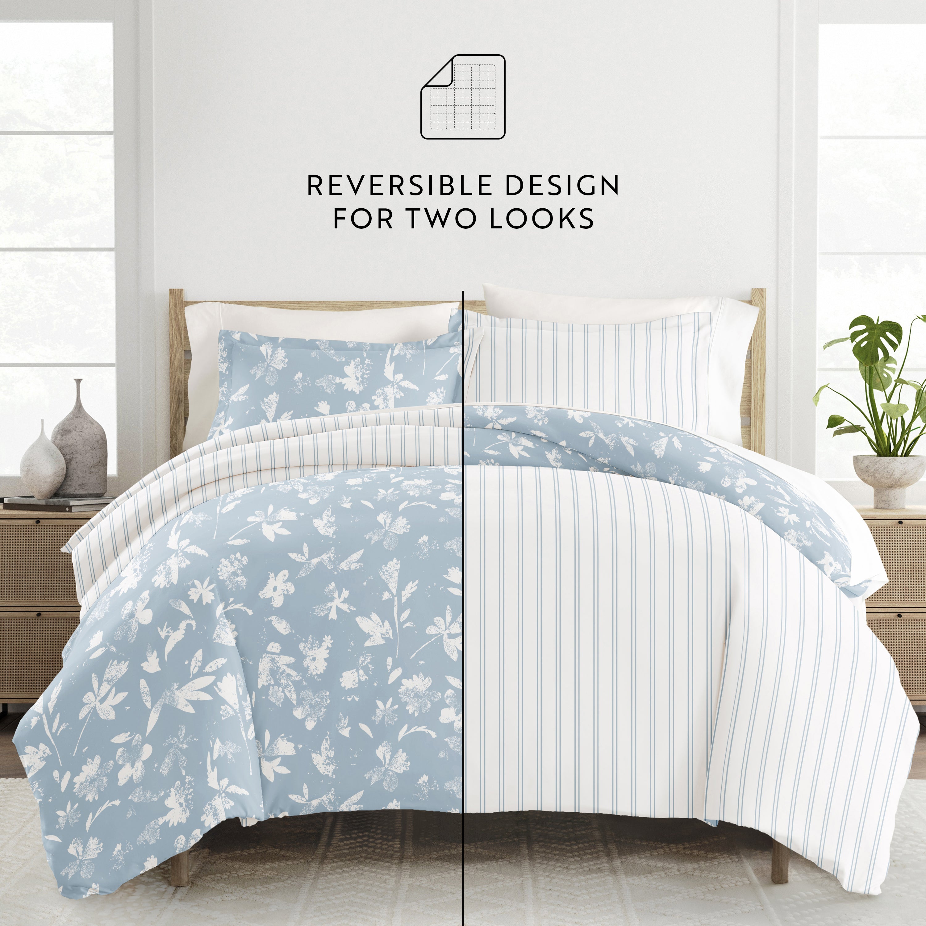 Country Home Patterned Reversible Duvet Cover Set