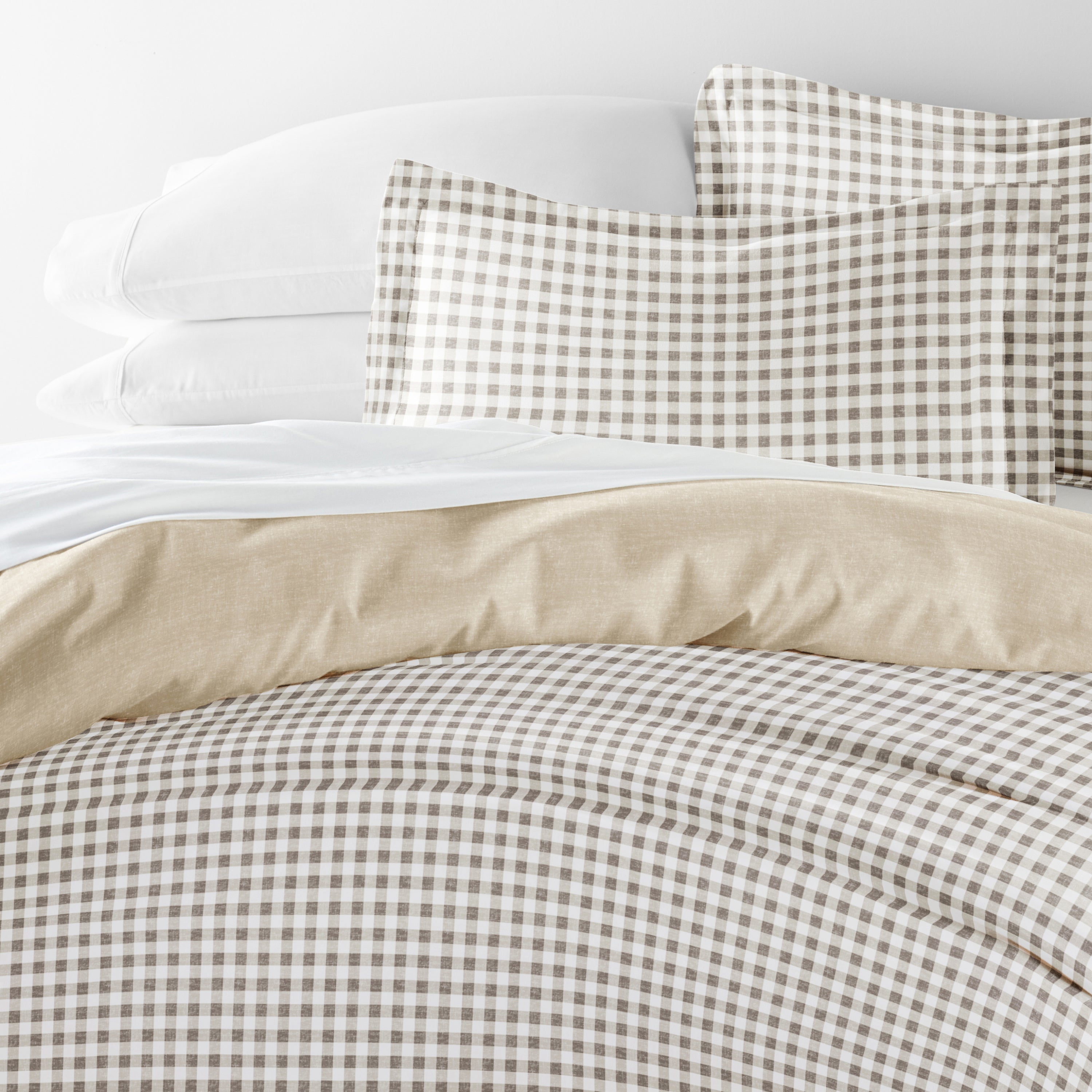 Gingham Check Patterned Reversible Duvet Cover Set