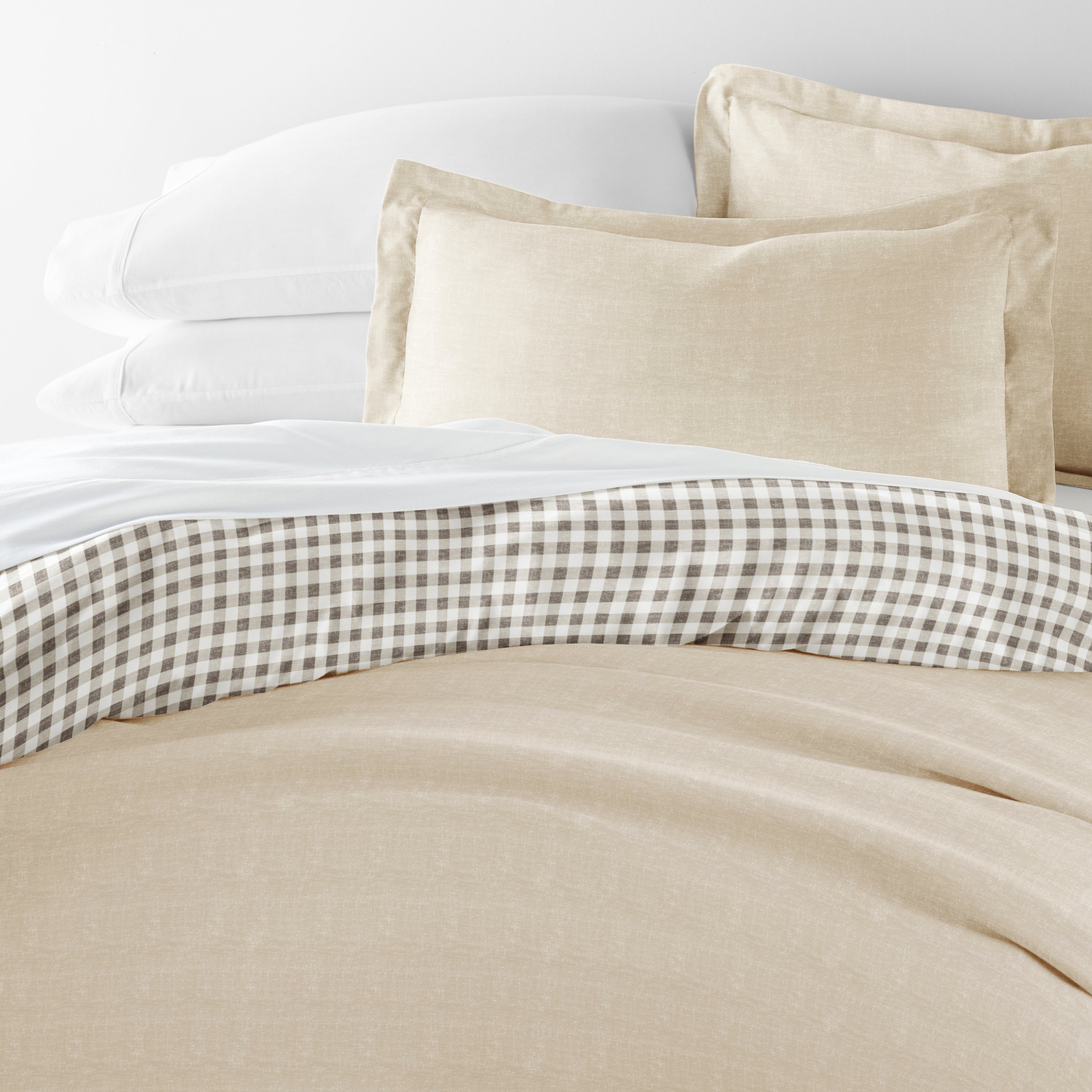 Gingham Check Patterned Reversible Duvet Cover Set