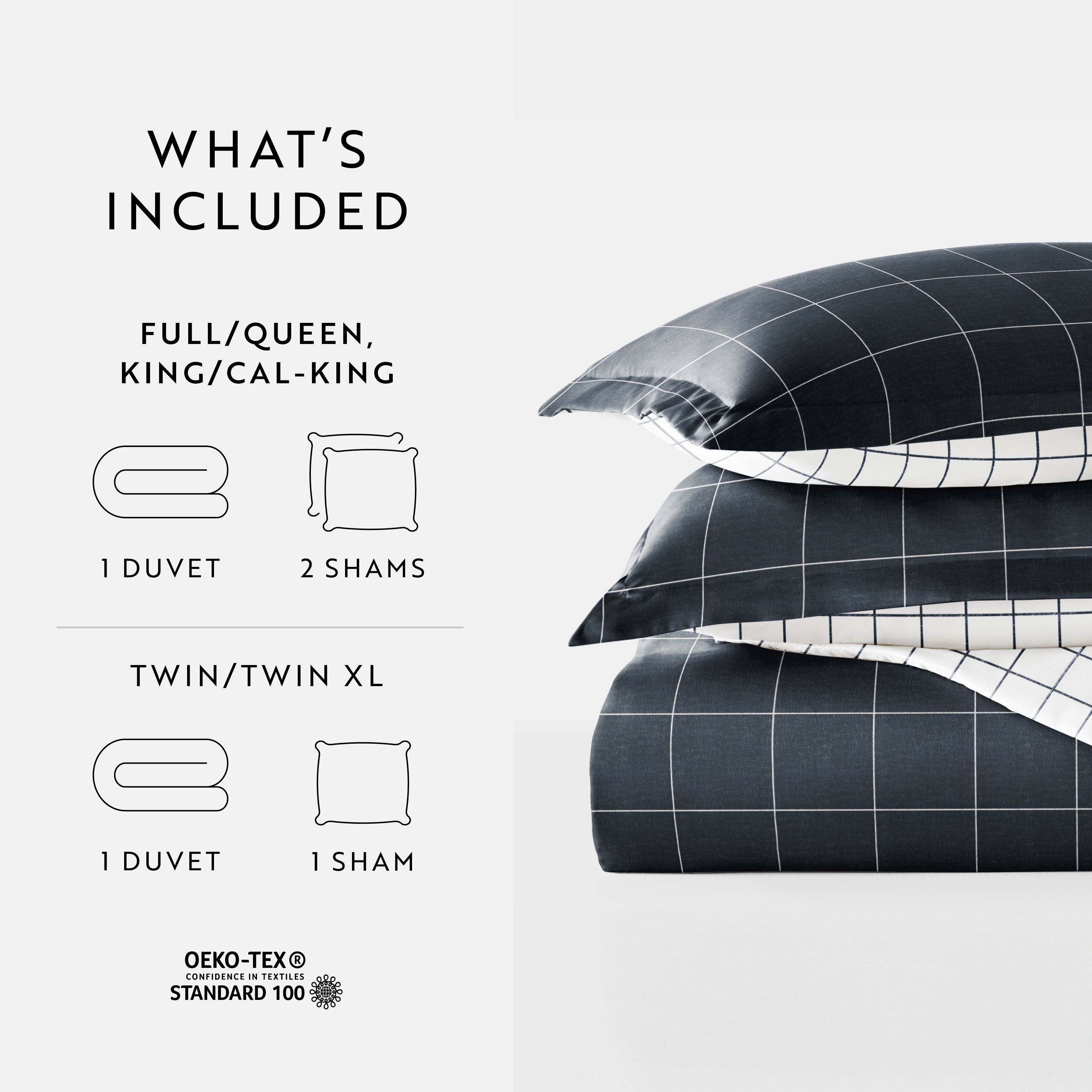 Rustic Windowpane Patterned Reversible Duvet Cover Set