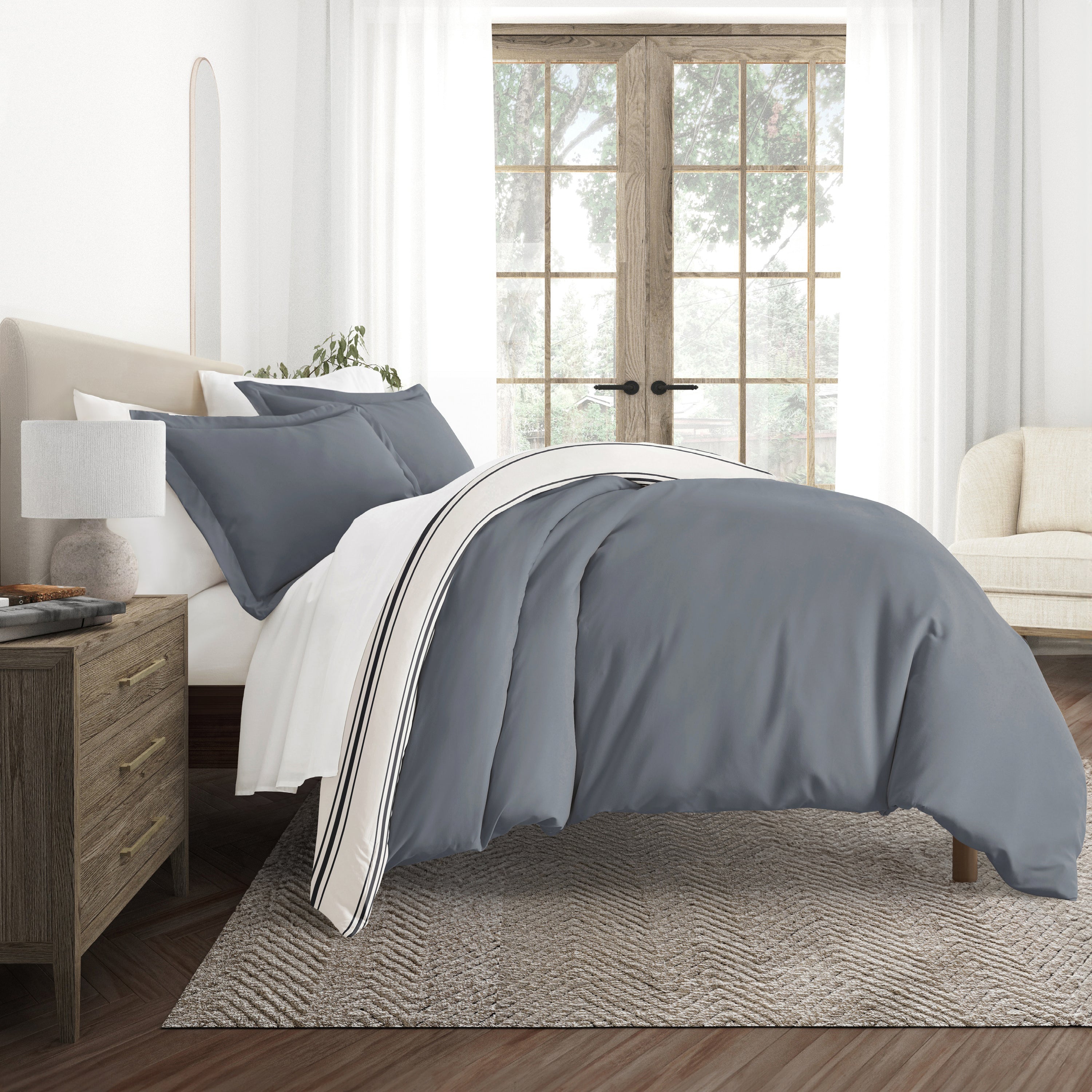 Desert Stripe Patterned Reversible Duvet Cover Set