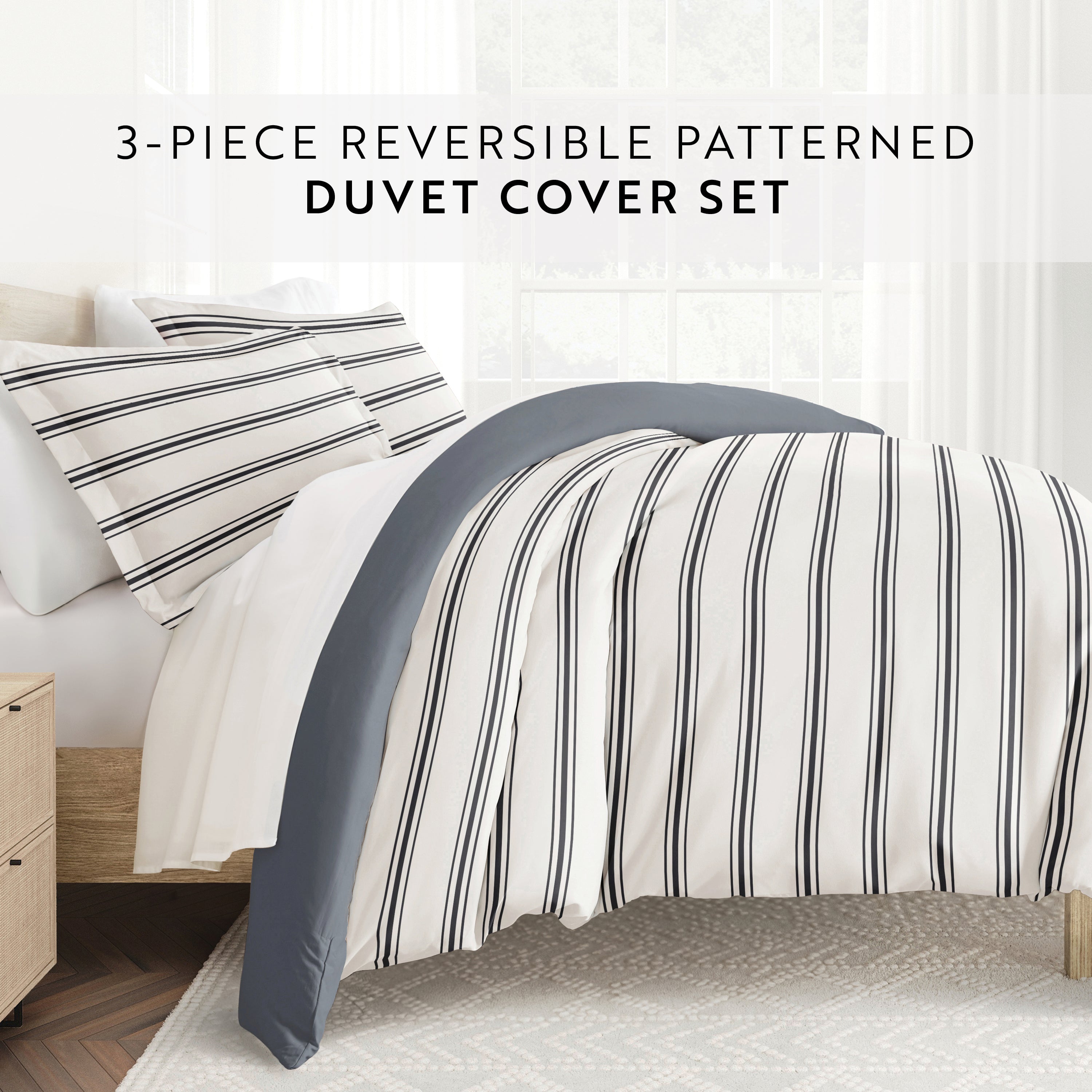 Desert Stripe Patterned Reversible Duvet Cover Set