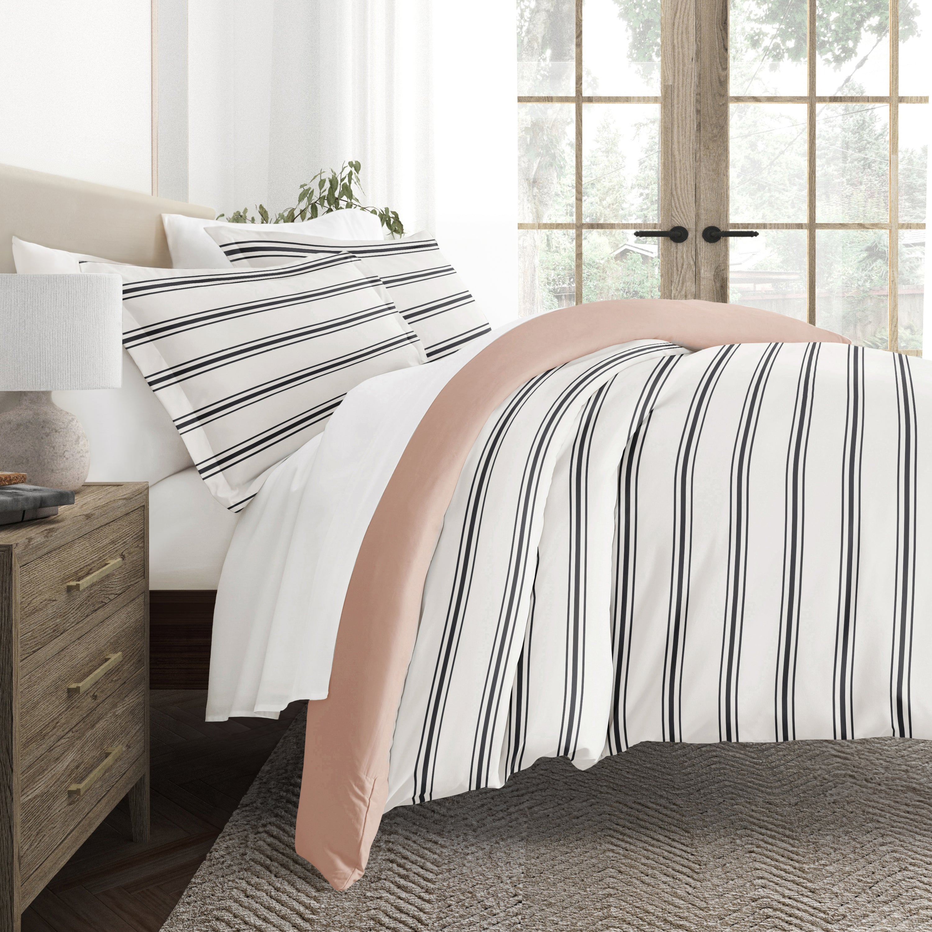 Desert Stripe Patterned Reversible Duvet Cover Set