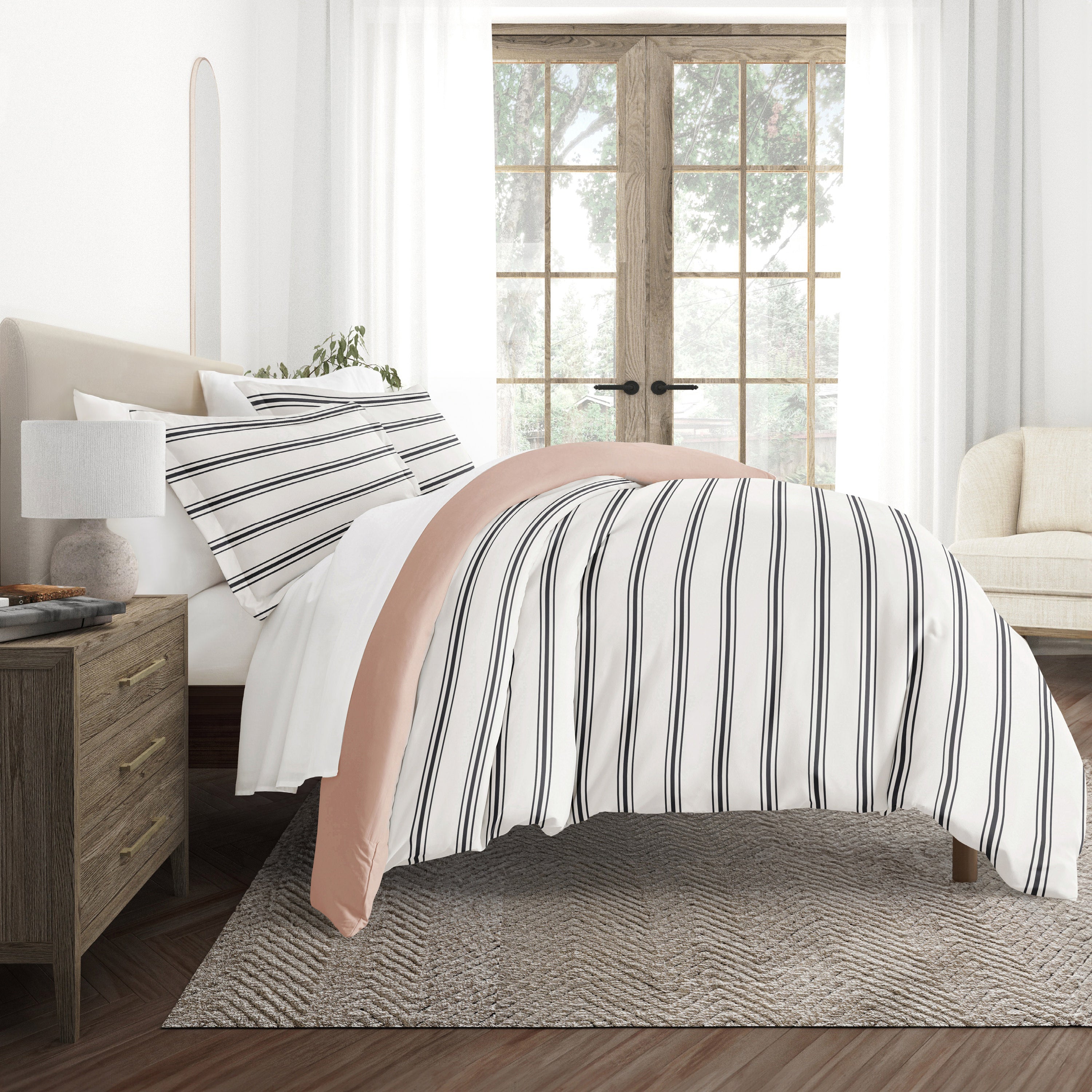 Desert Stripe Patterned Reversible Duvet Cover Set