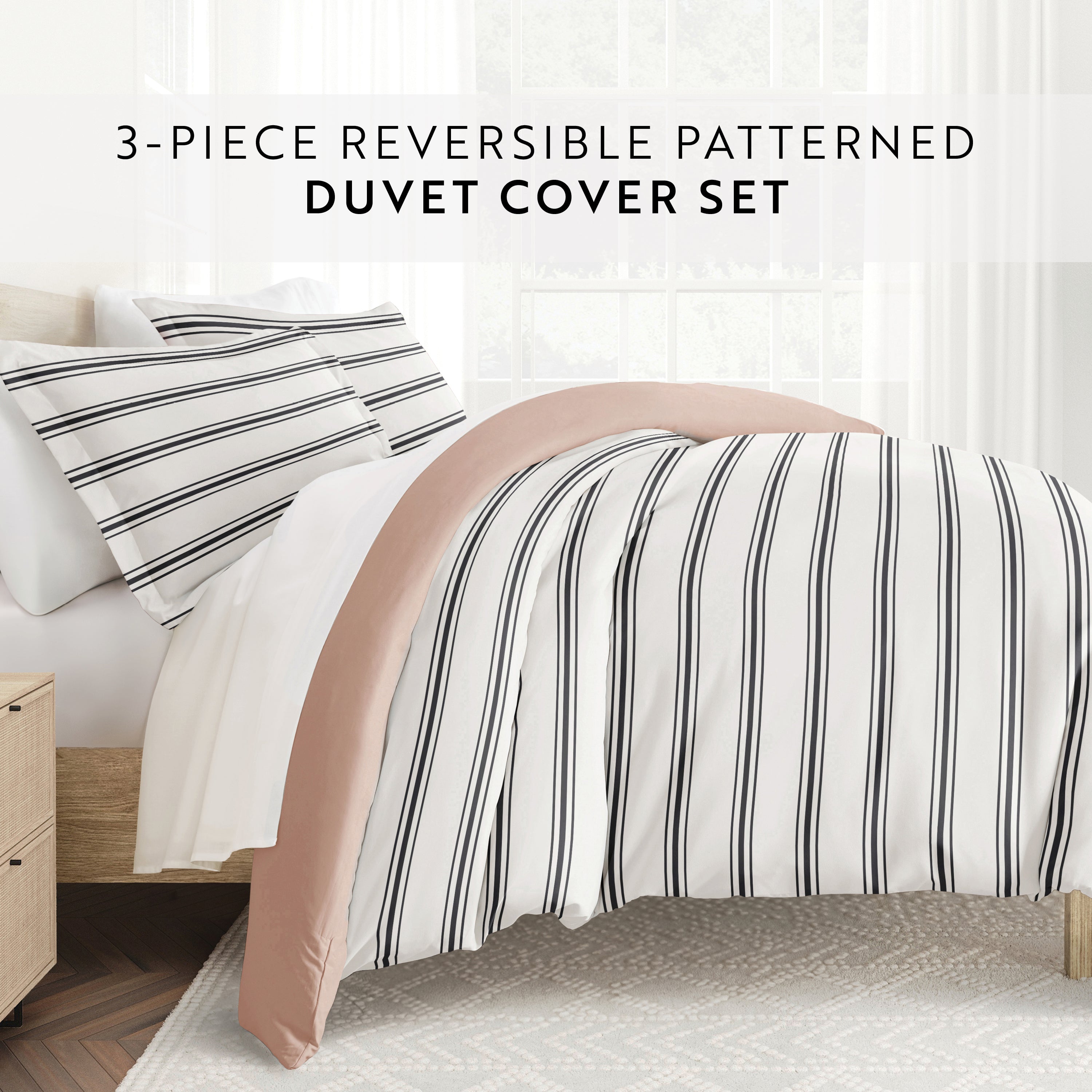 Desert Stripe Patterned Reversible Duvet Cover Set