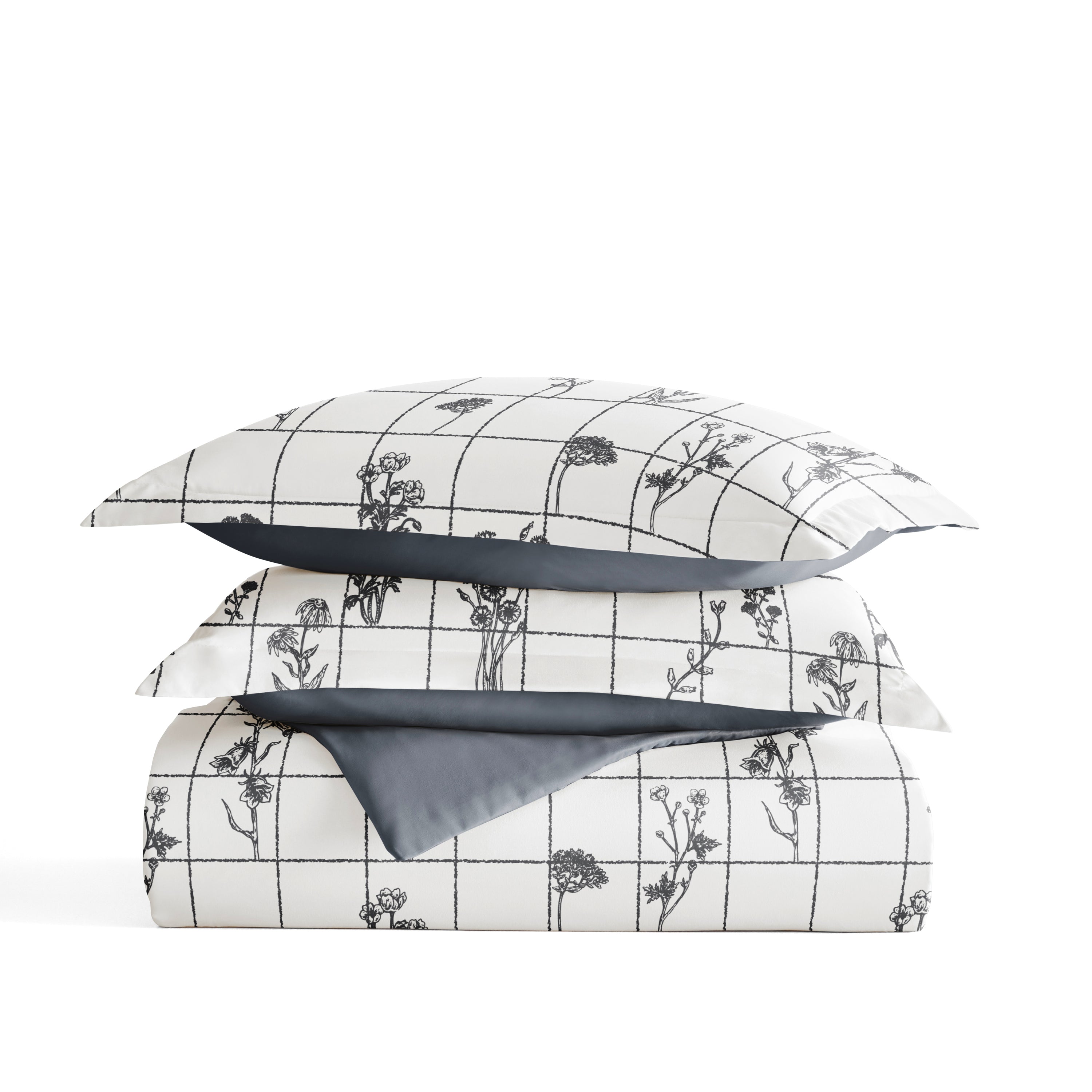 Flower Field Patterned Reversible Duvet Cover Set