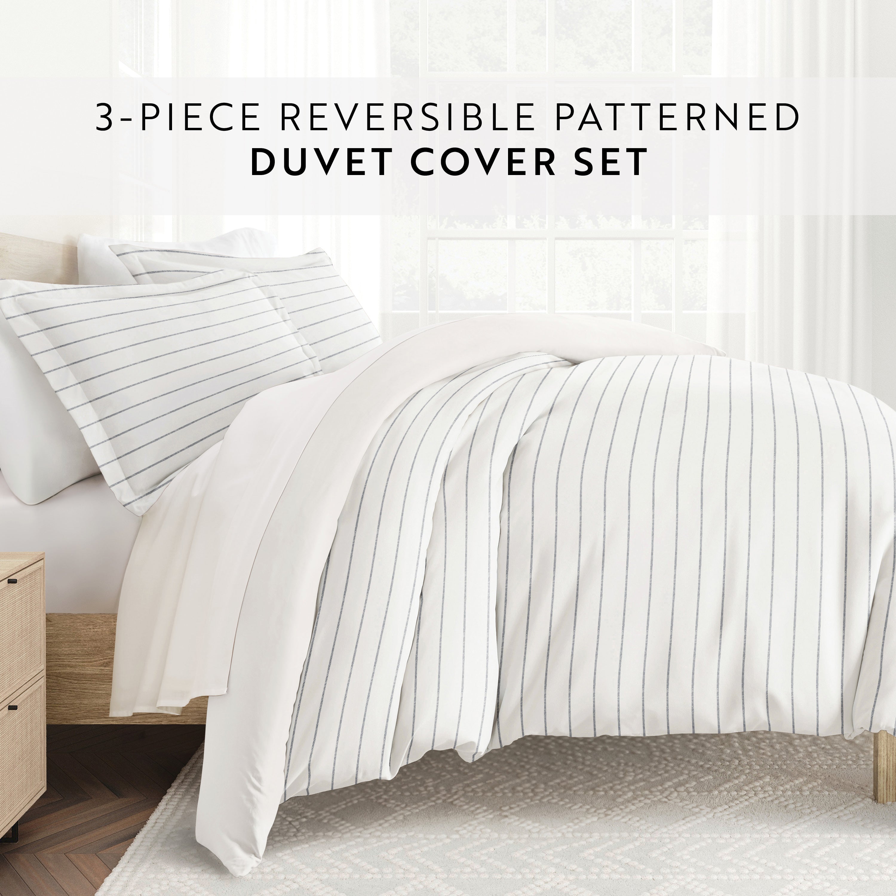 Harbor Stripe Patterned Reversible Duvet Cover Set
