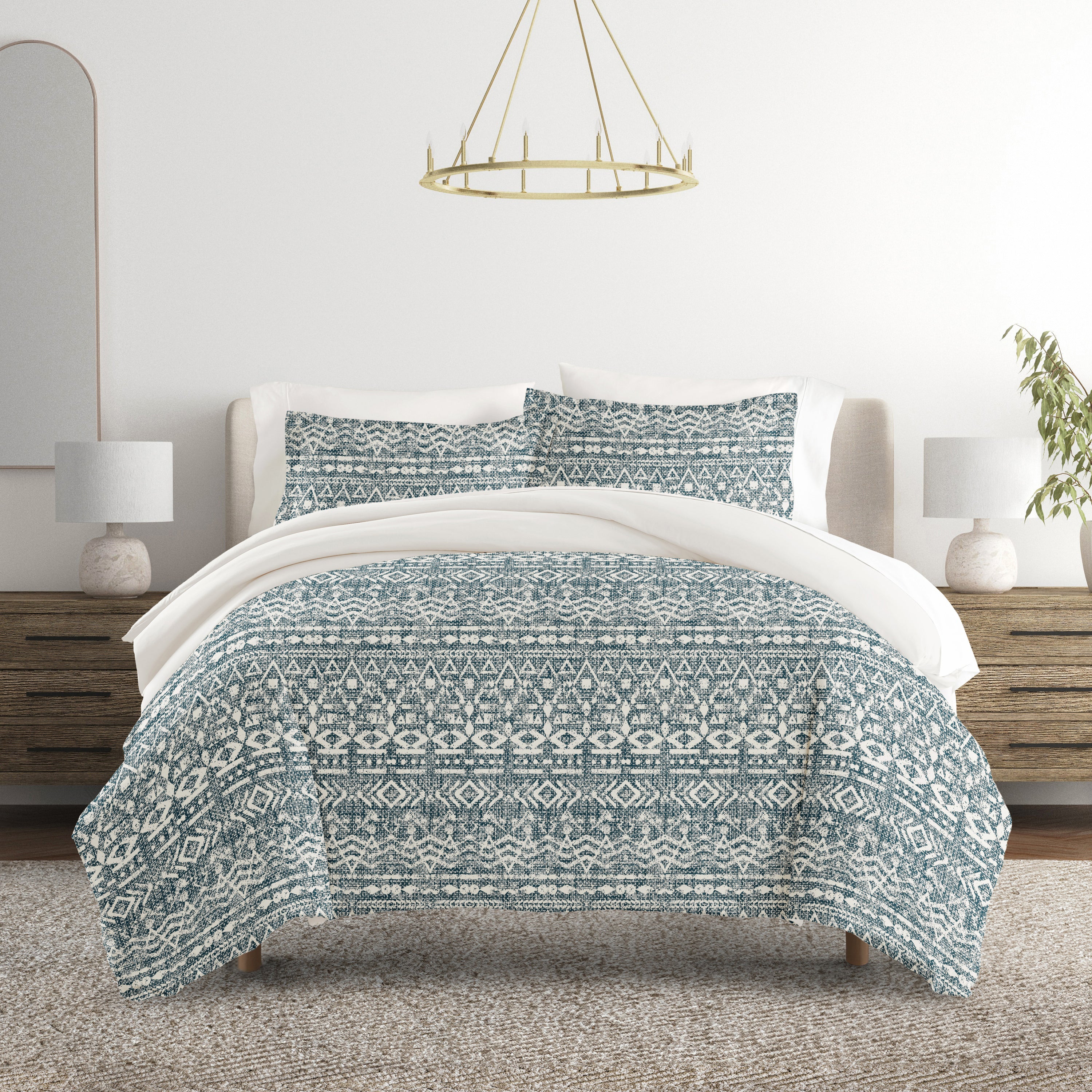 Modern Rustic Patterned Reversible Duvet Cover Set