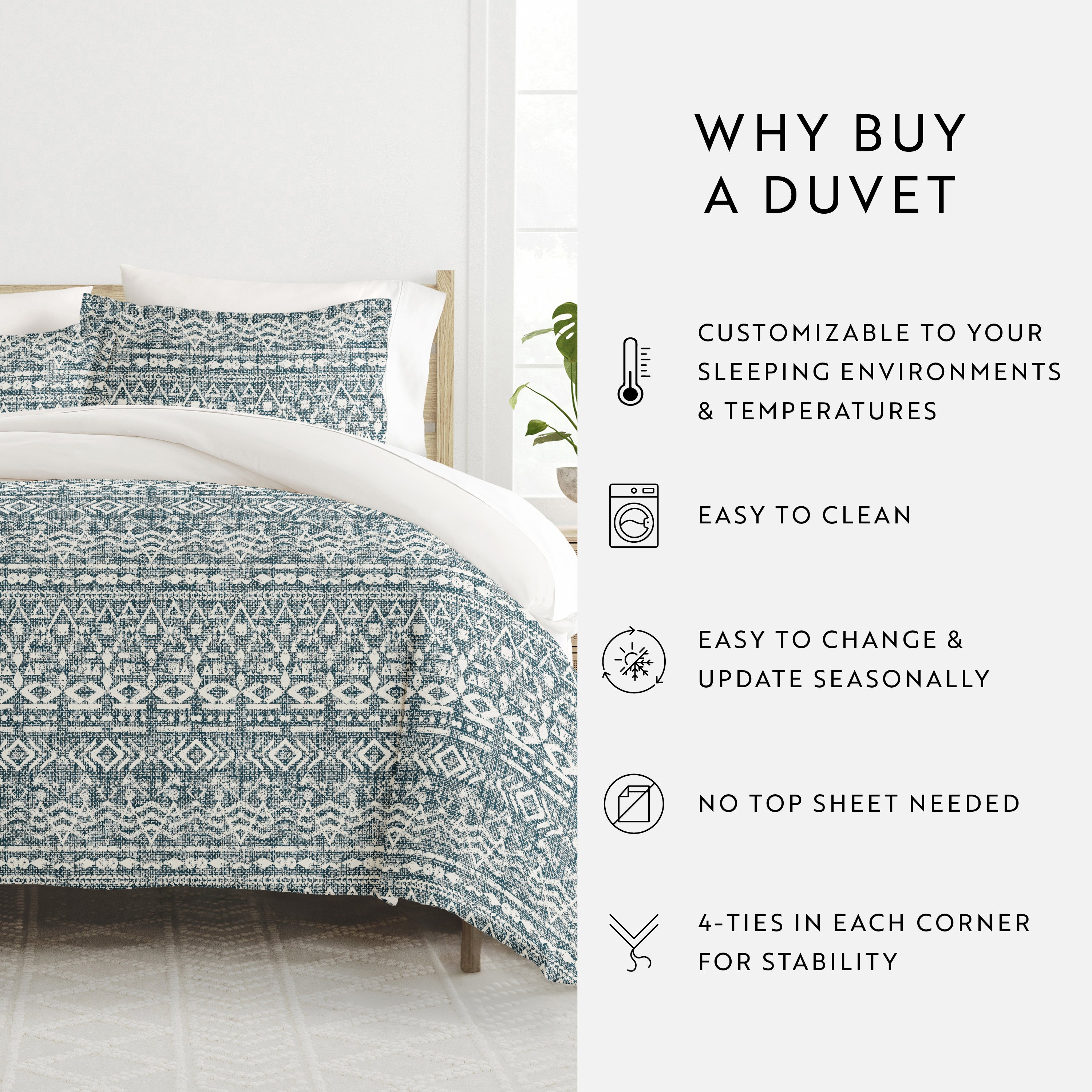 Modern Rustic Patterned Reversible Duvet Cover Set