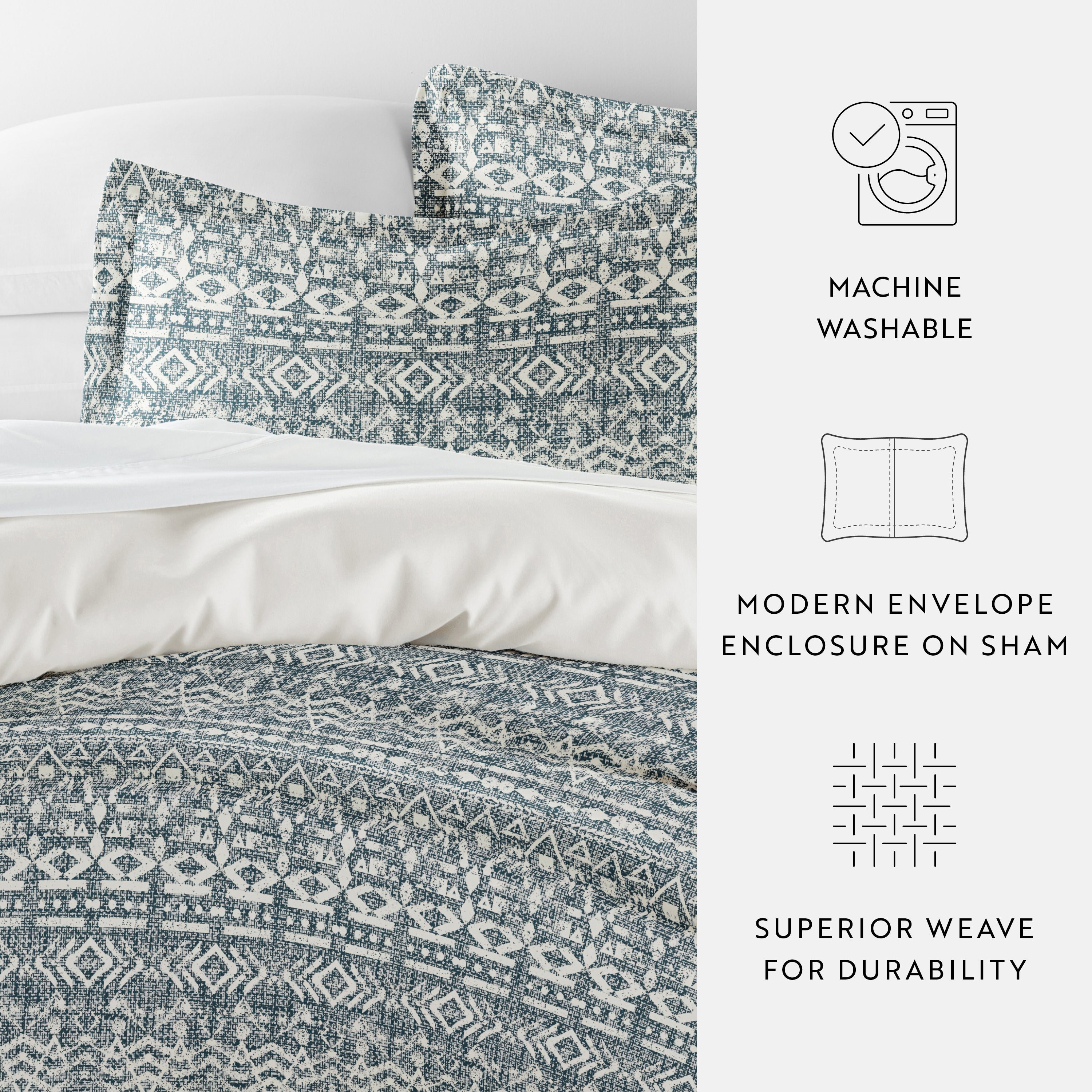 Modern Rustic Patterned Reversible Duvet Cover Set